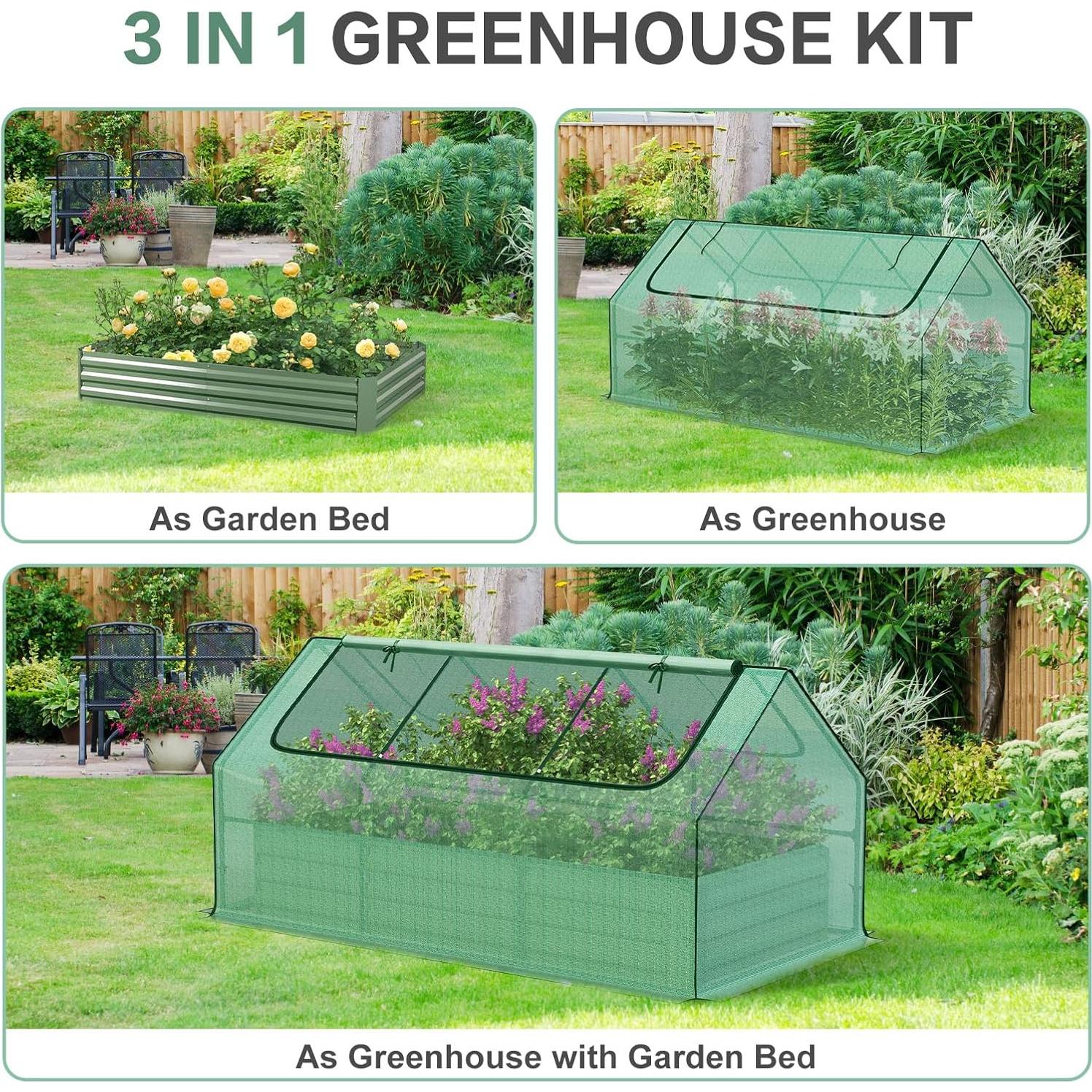 Huerto Elevado Aoodor 1.83x0.91 m con Mini Invernadero Verde