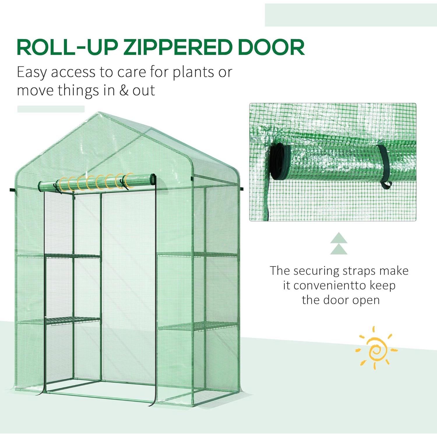 Invernadero Portátil Outsunny 1.52x0.76x1.98m con 3 Estantes