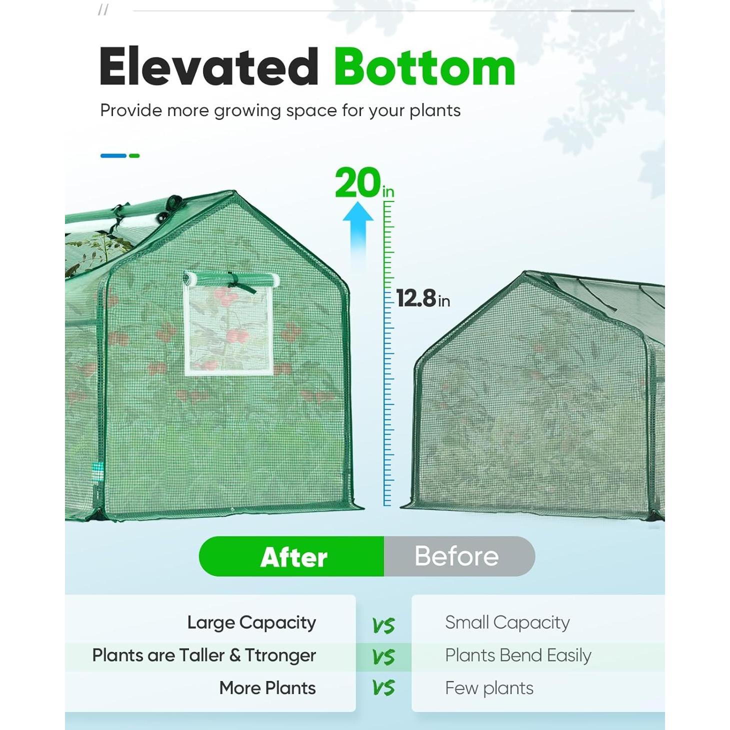 Invernadero Mini Portátil Quictent 241x91x91cm Verde Impermeable