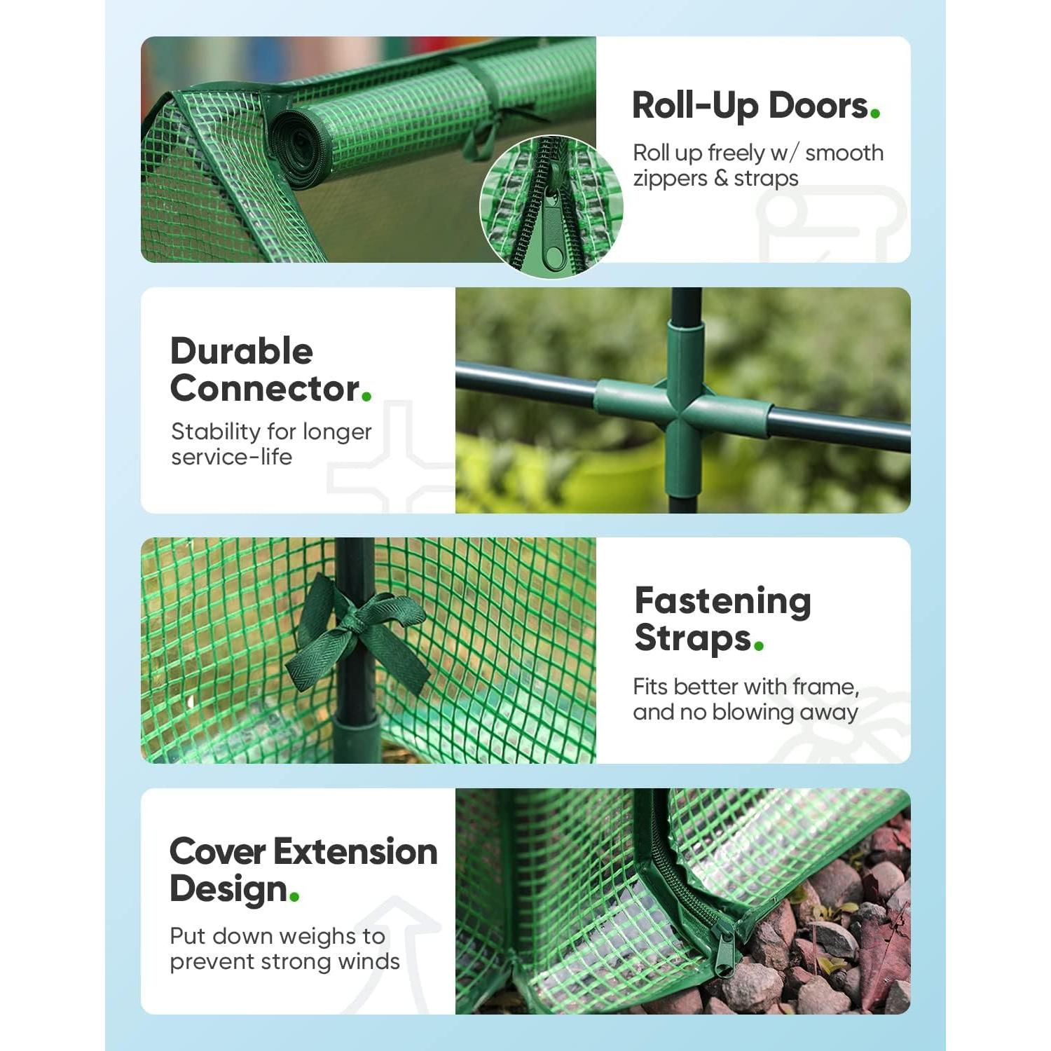 Invernadero Mini Portátil Quictent 241x91x91cm Verde Impermeable