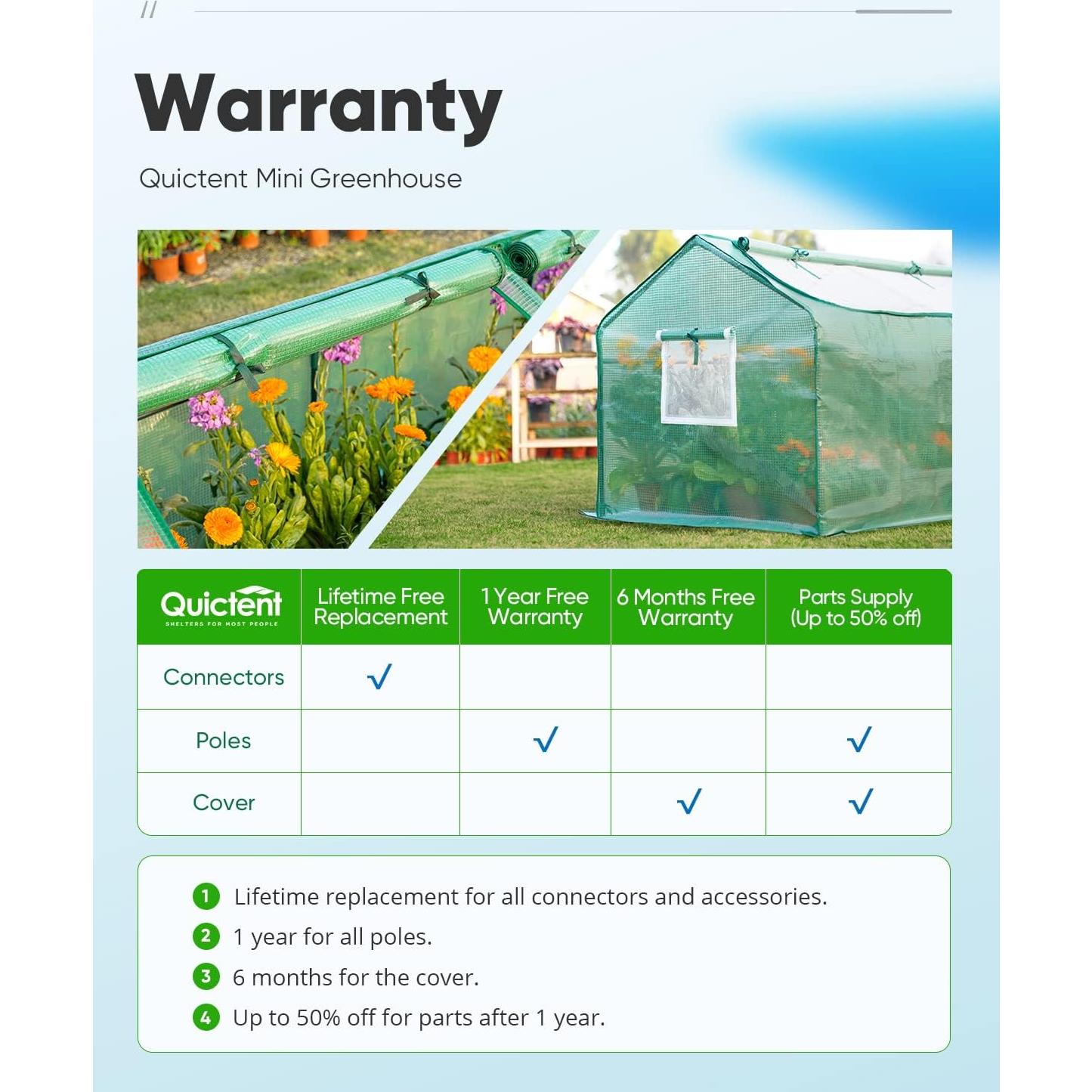 Invernadero Mini Portátil Quictent 241x91x91cm Verde Impermeable