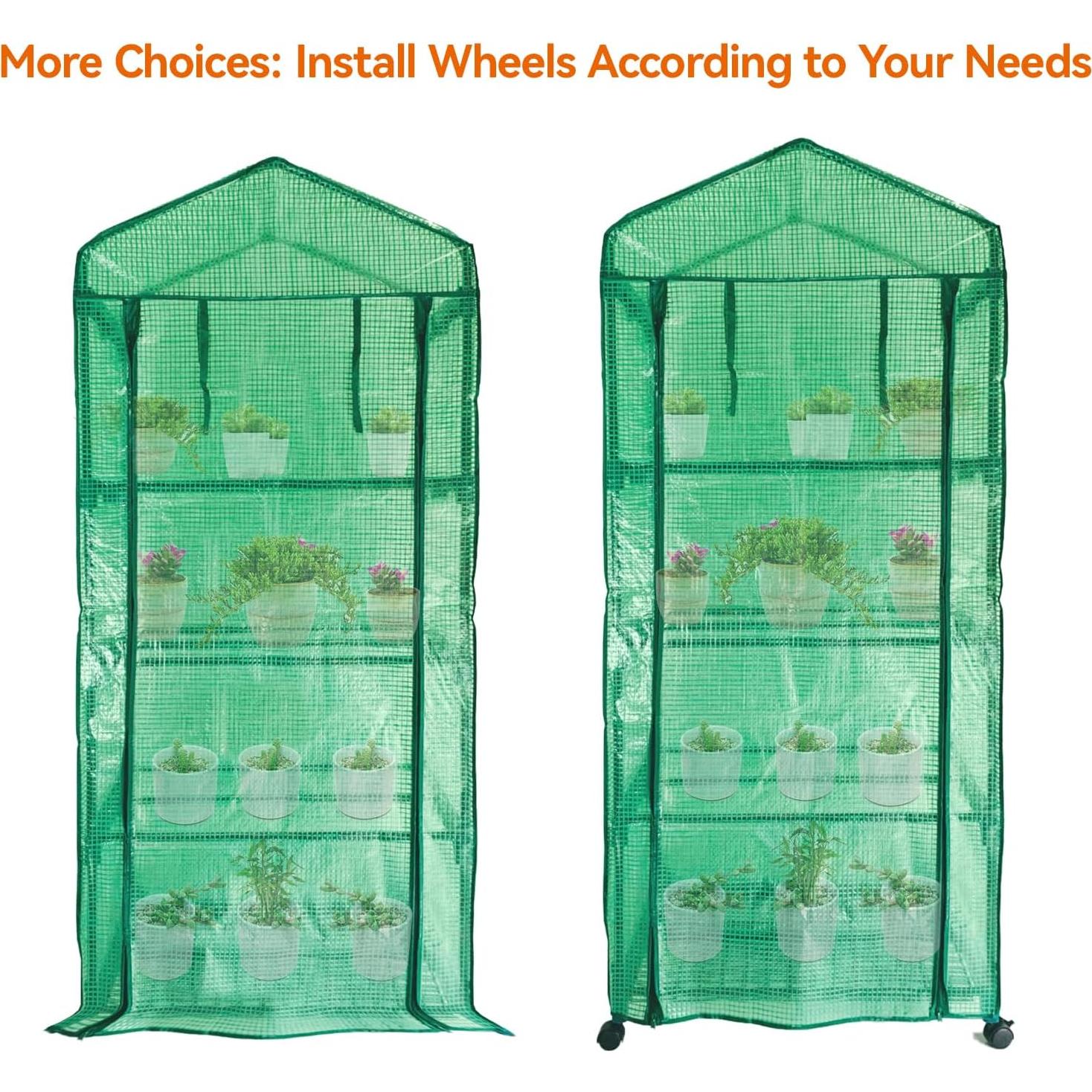 Mini Invernadero Portátil Grandhom 4 Niveles con Ruedas 70x50x165 cm
