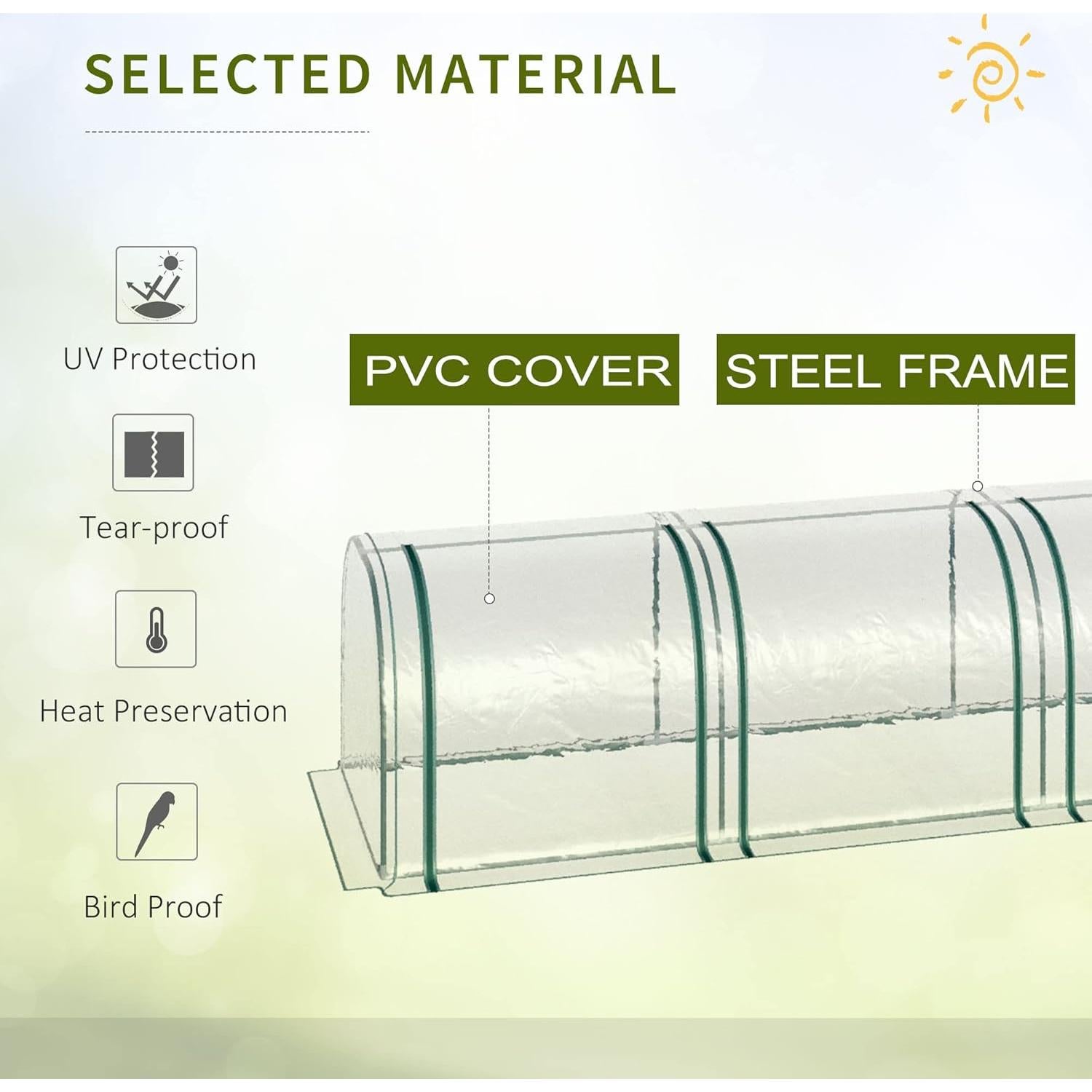 Invernadero Mini Aosom 3.96x0.91x0.76m PVC 4 Puertas