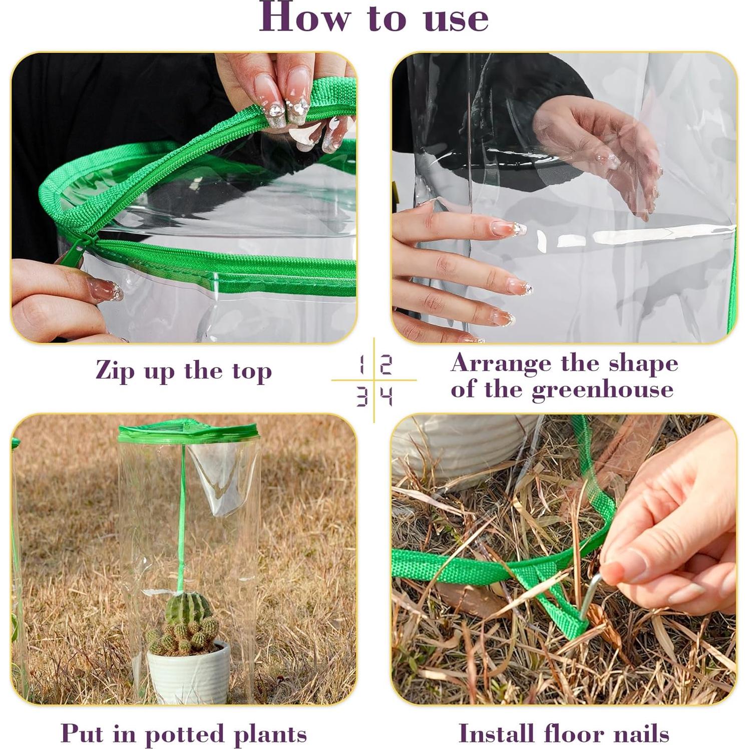 Invernadero Mini Portátil U0U 50x25.9 cm PVC Verde 3 Pcs