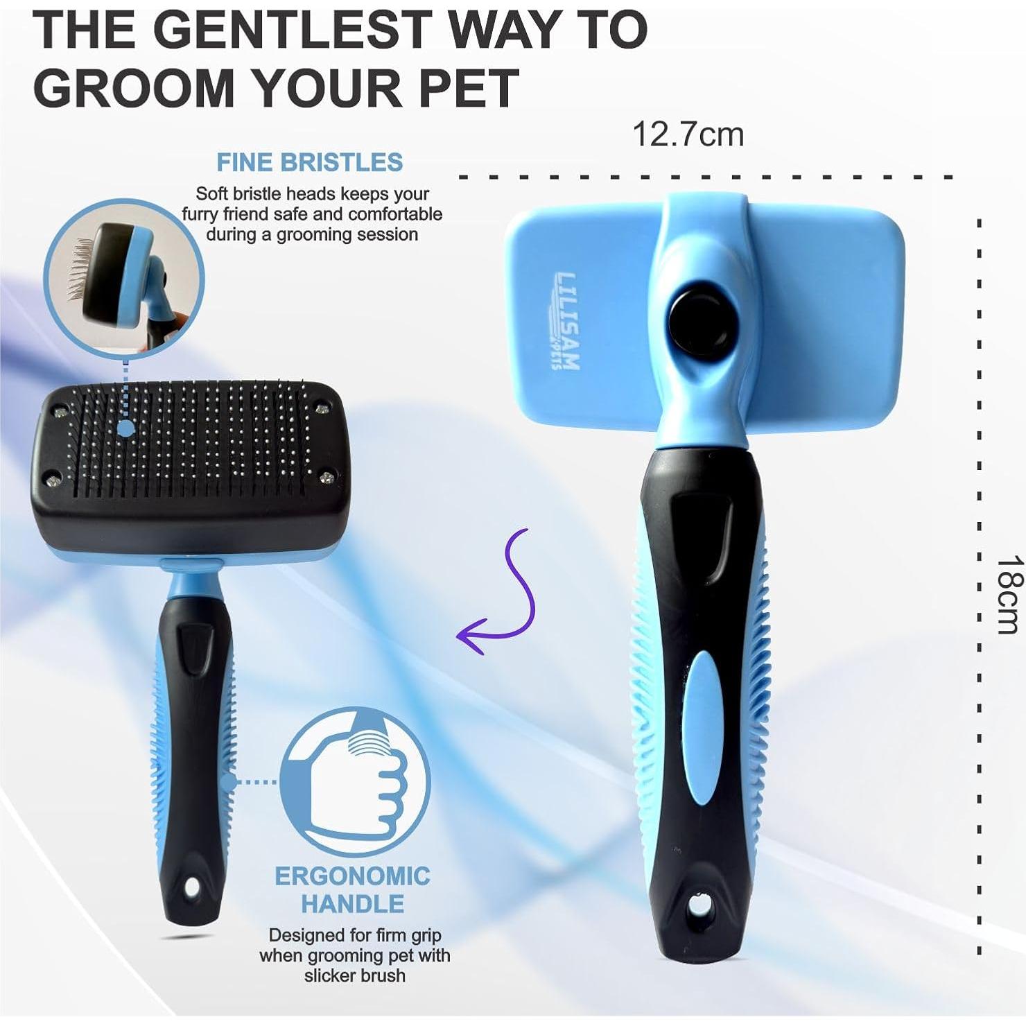 Cepillo Autolimpiante LILISAM para Perros y Gatos - Azul