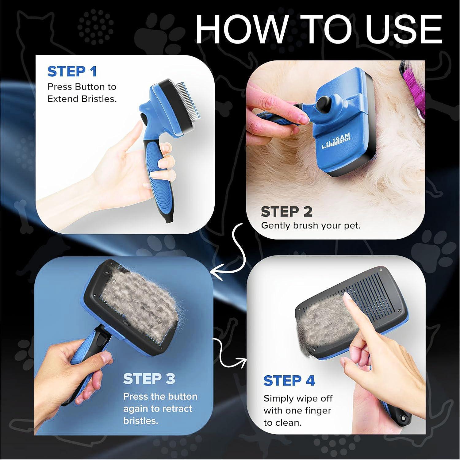 Cepillo Autolimpiante LILISAM para Perros y Gatos - Azul