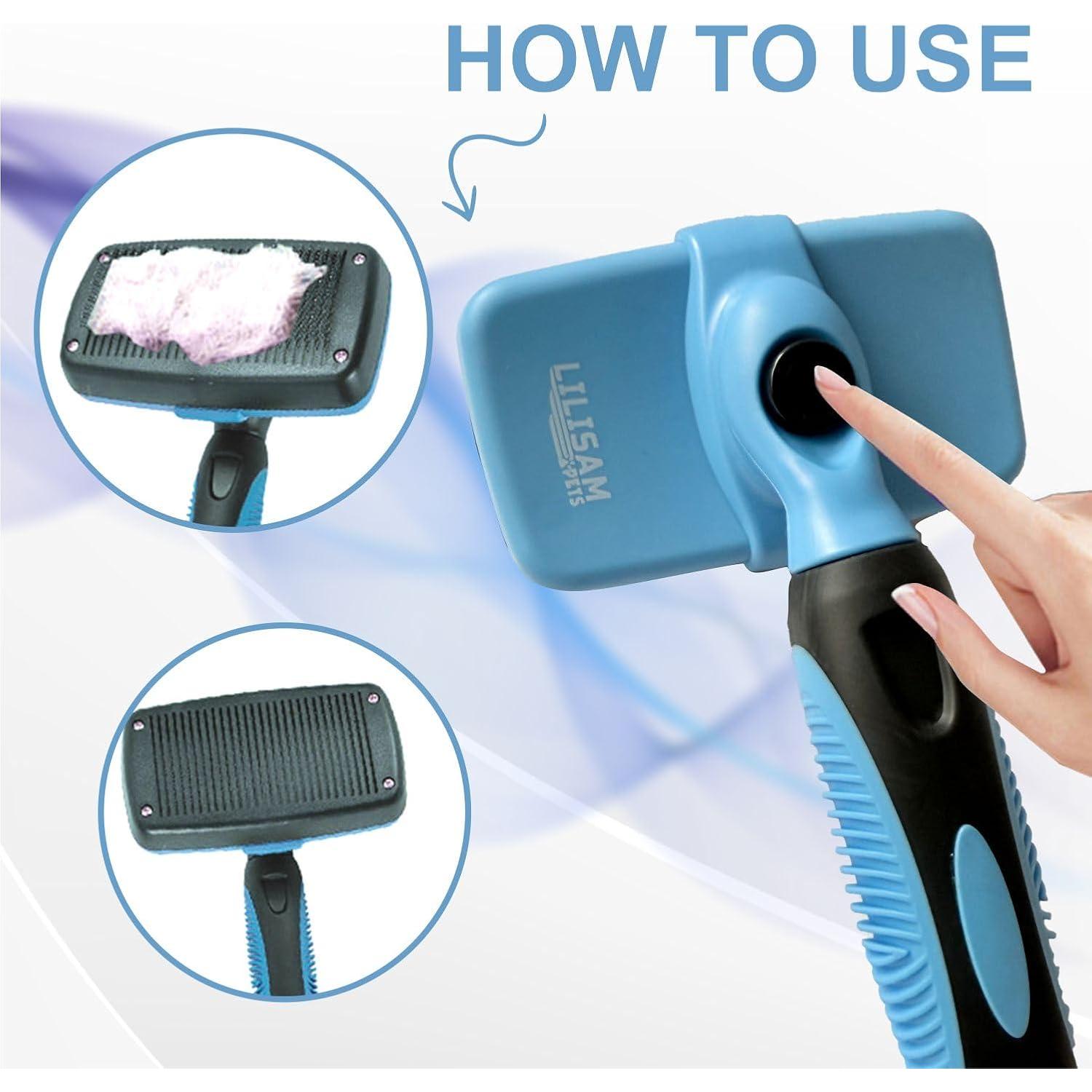 Cepillo Autolimpiante LILISAM para Perros y Gatos - Azul