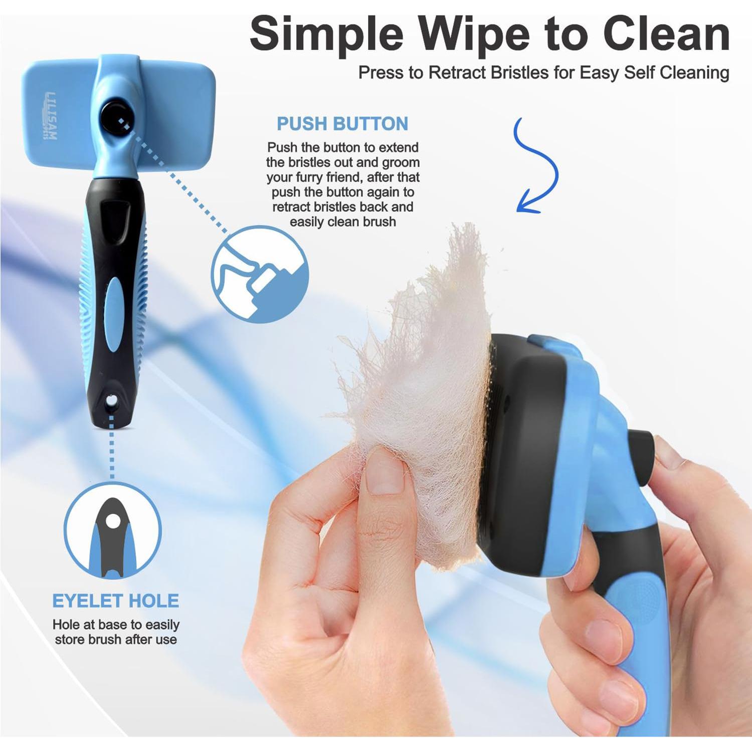 Cepillo Autolimpiante LILISAM para Perros y Gatos - Azul