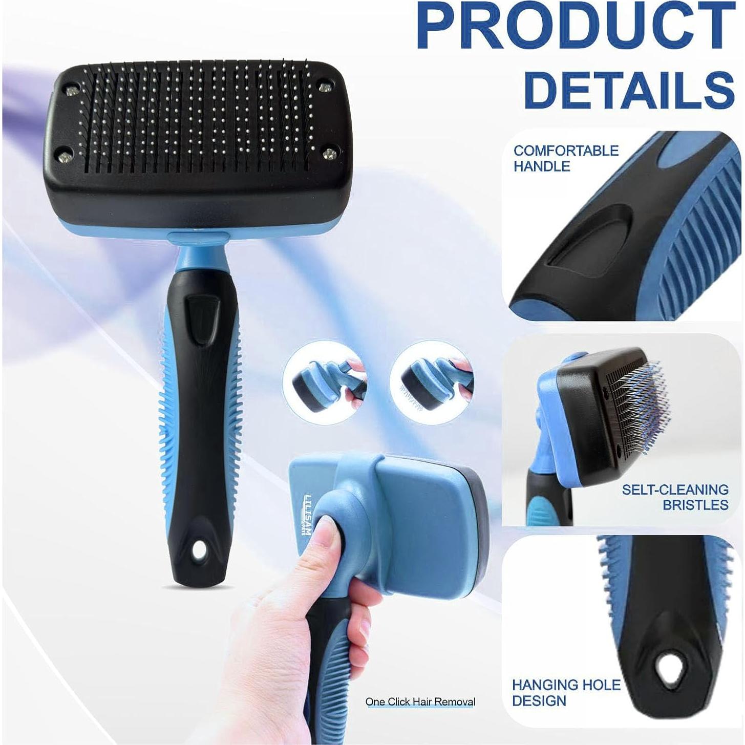 Cepillo Autolimpiante LILISAM para Perros y Gatos - Azul