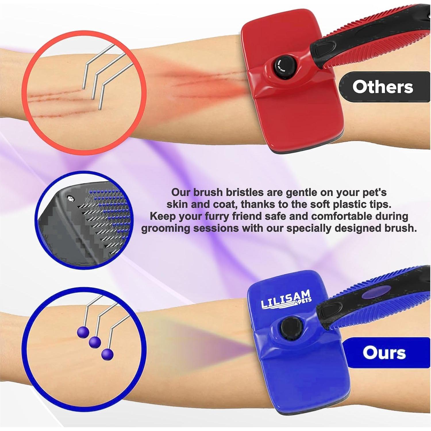 Cepillo Autolimpiante LILISAM para Perros y Gatos - Azul