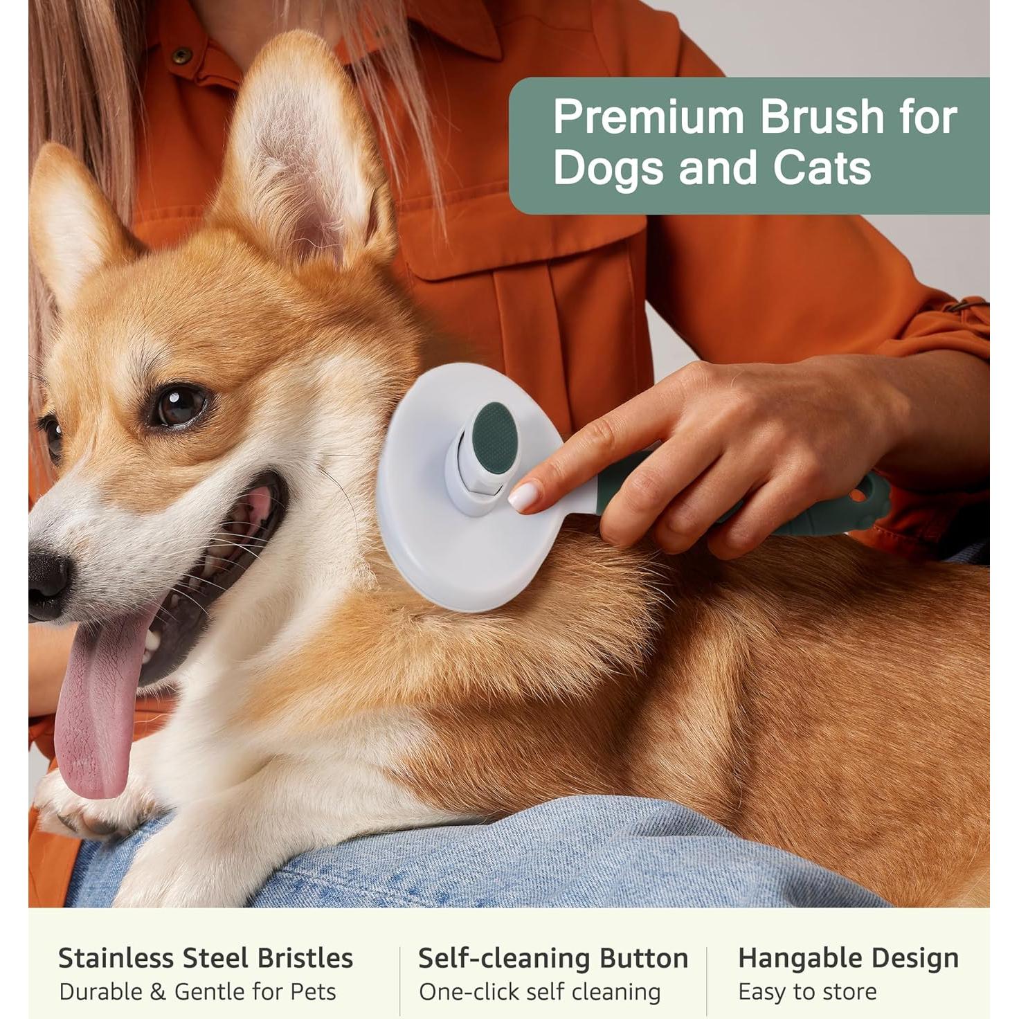 Cepillo Autolimpiante para Mascotas IPTPAS Verde - Aseo Perros y Gatos