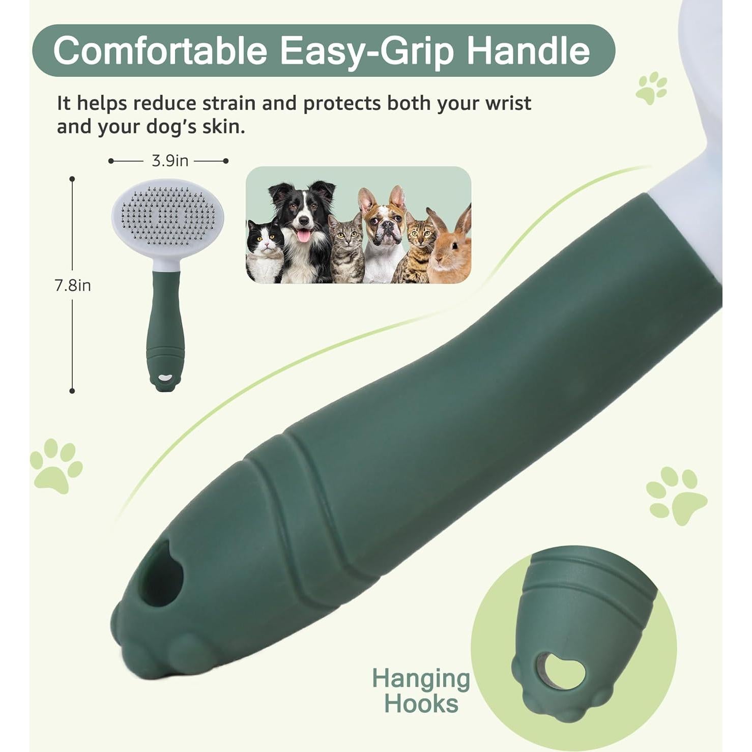 Cepillo Autolimpiante para Mascotas IPTPAS Verde - Aseo Perros y Gatos