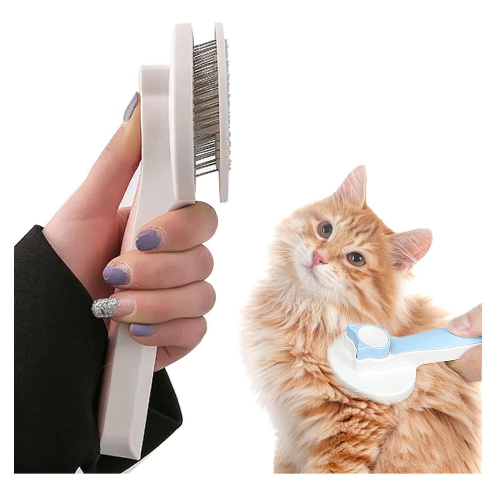 Cepillo Slicker Autolimpiante Falnatco para Gatos y Perros Azul