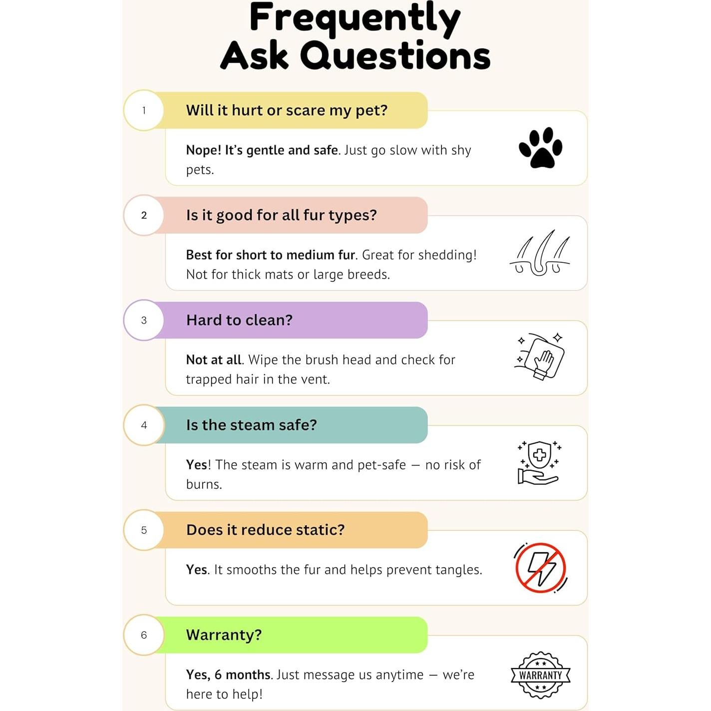 Cepillo de Vapor Autolimpiante ENUKYCOM para Mascotas 4 en 1