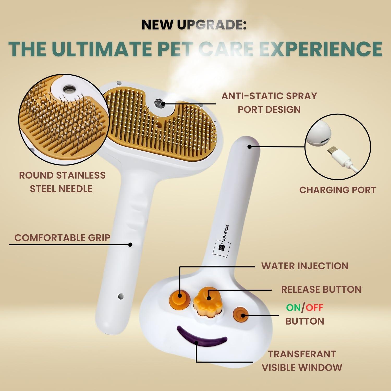 Cepillo de Vapor Autolimpiante ENUKYCOM para Mascotas 4 en 1