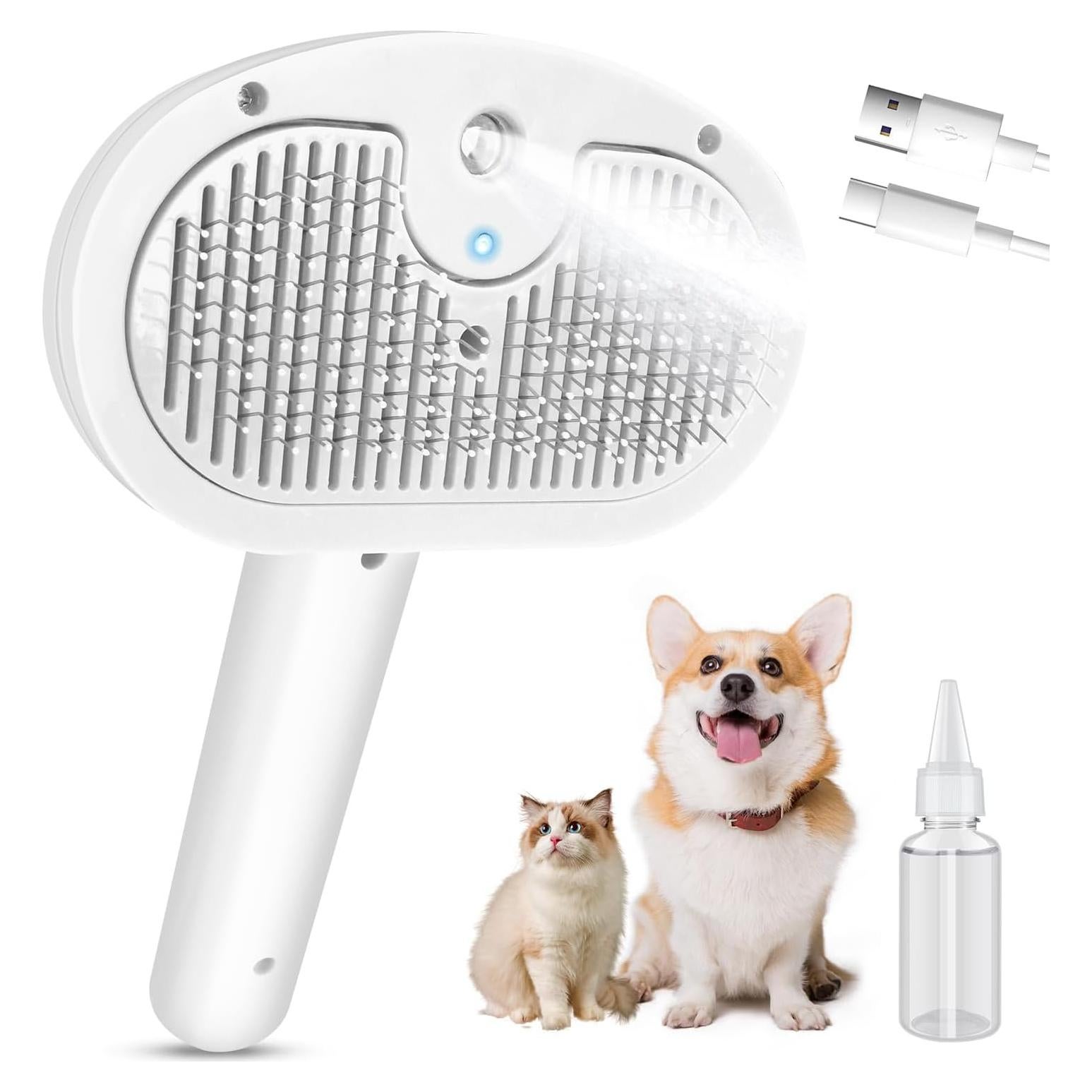 Cepillo de Vapor SOGUE 4 en 1 para Gatos y Perros Blanco