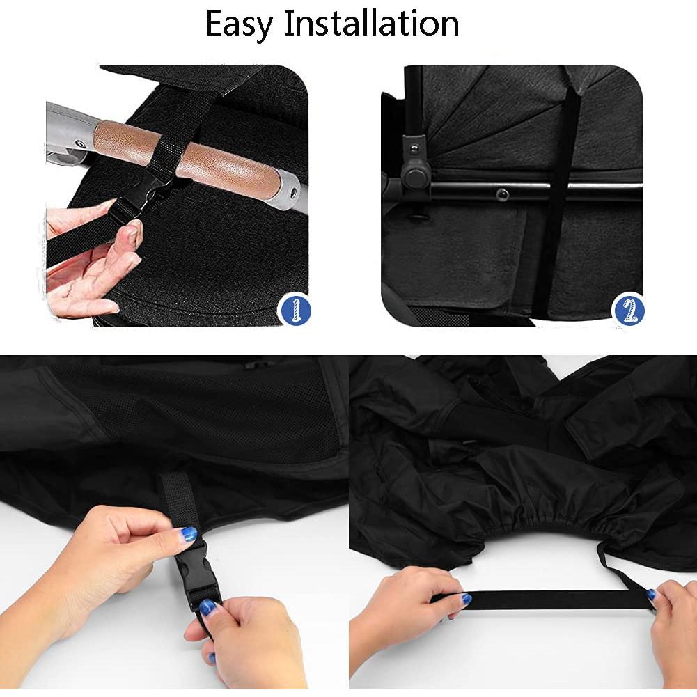 Cubierta de Sombra Solar UPF 50+ para Cochecito de Bebé - Negro