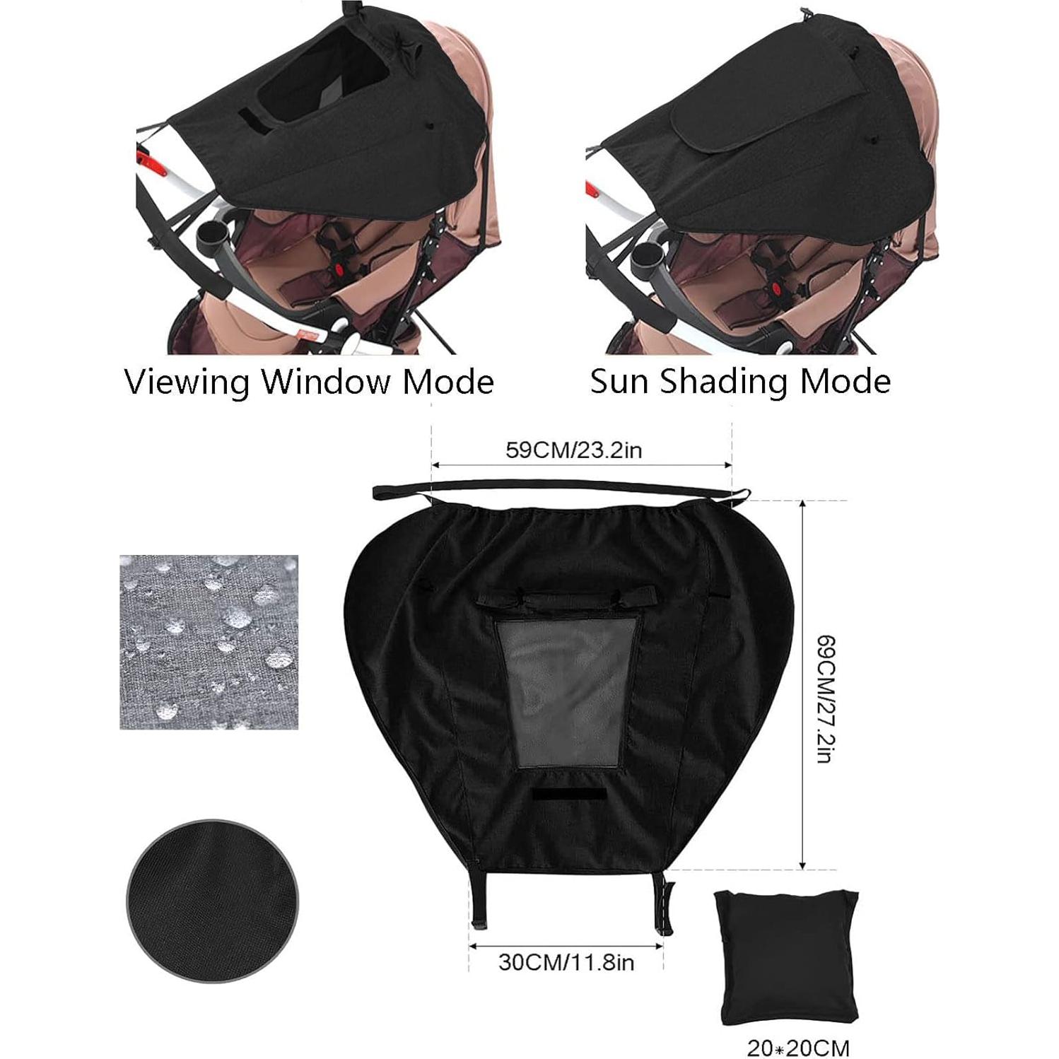 Cubierta de Sombra Solar UPF 50+ para Cochecito de Bebé - Negro