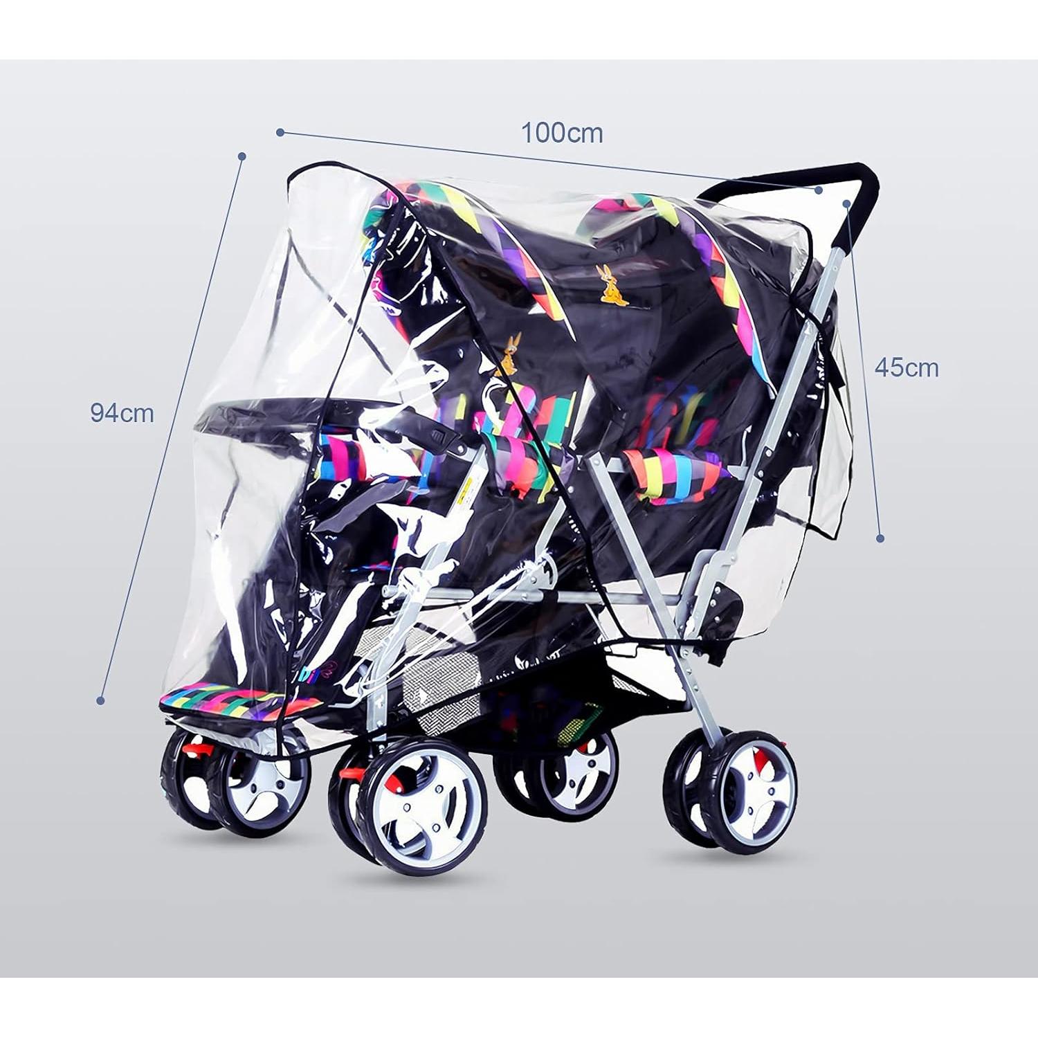 Cubierta de lluvia para cochecito de gemelos ITODA, impermeable