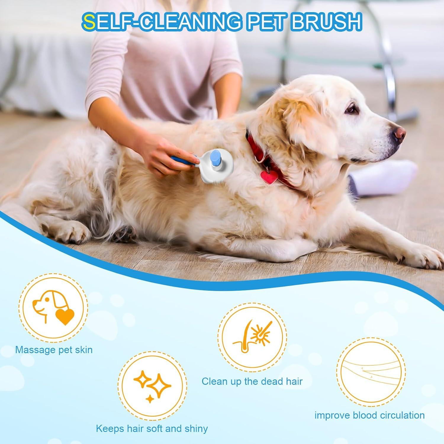 Cepillo para Mascotas Patepoby Rosa Autolimpiante 19.8x9.9cm