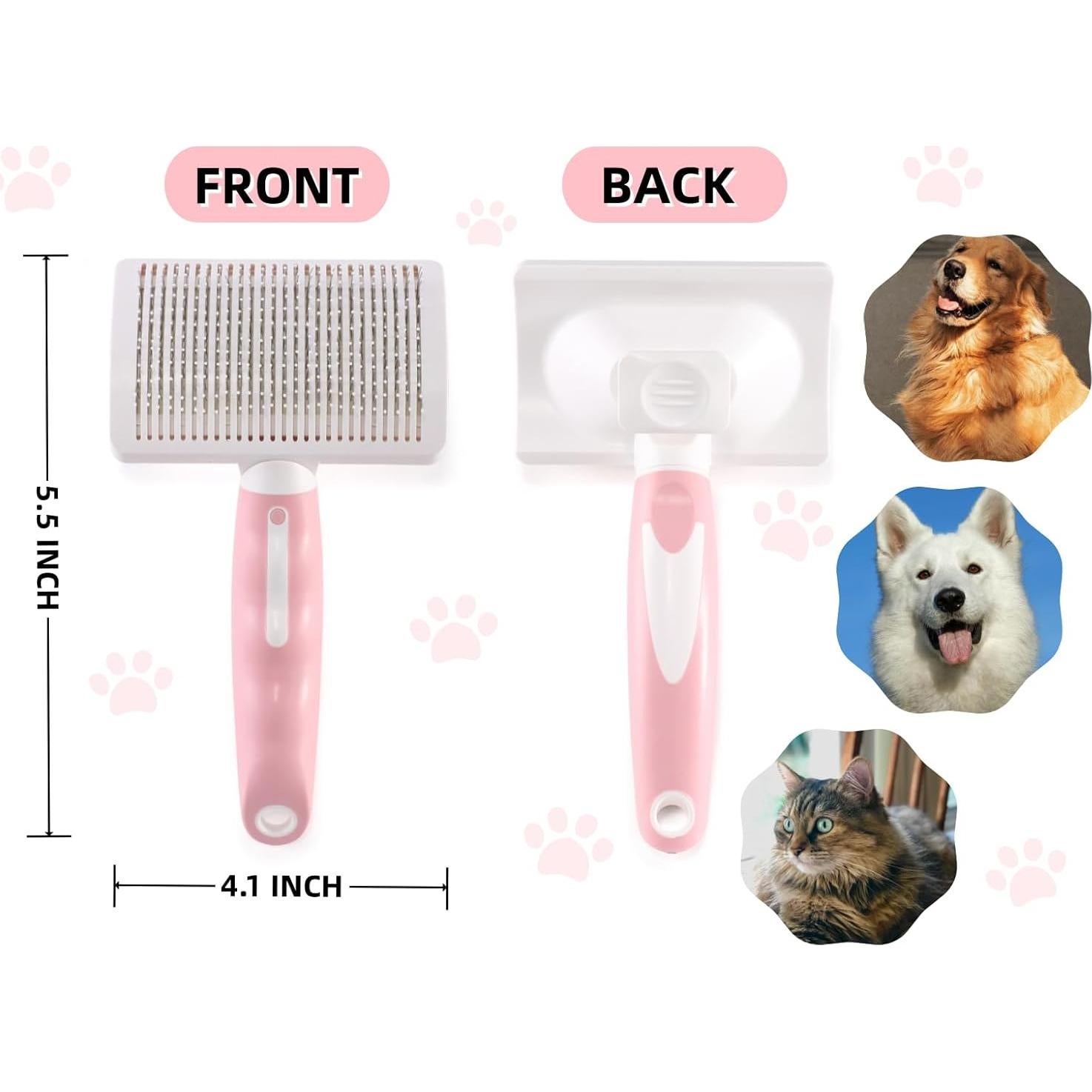 Cepillo Autolimpiante Vimfashi para Perros Rosa 19x10.6cm