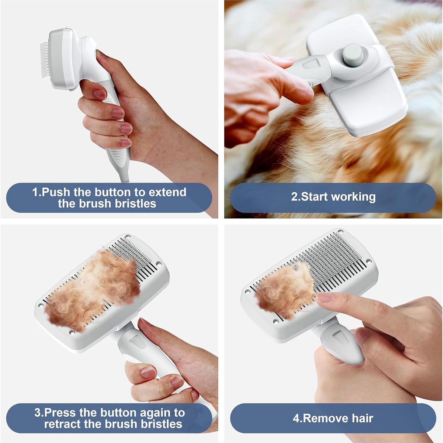 Cepillo Autolimpiante Crala para Perros y Gatos - Elimina Pelo Suelto