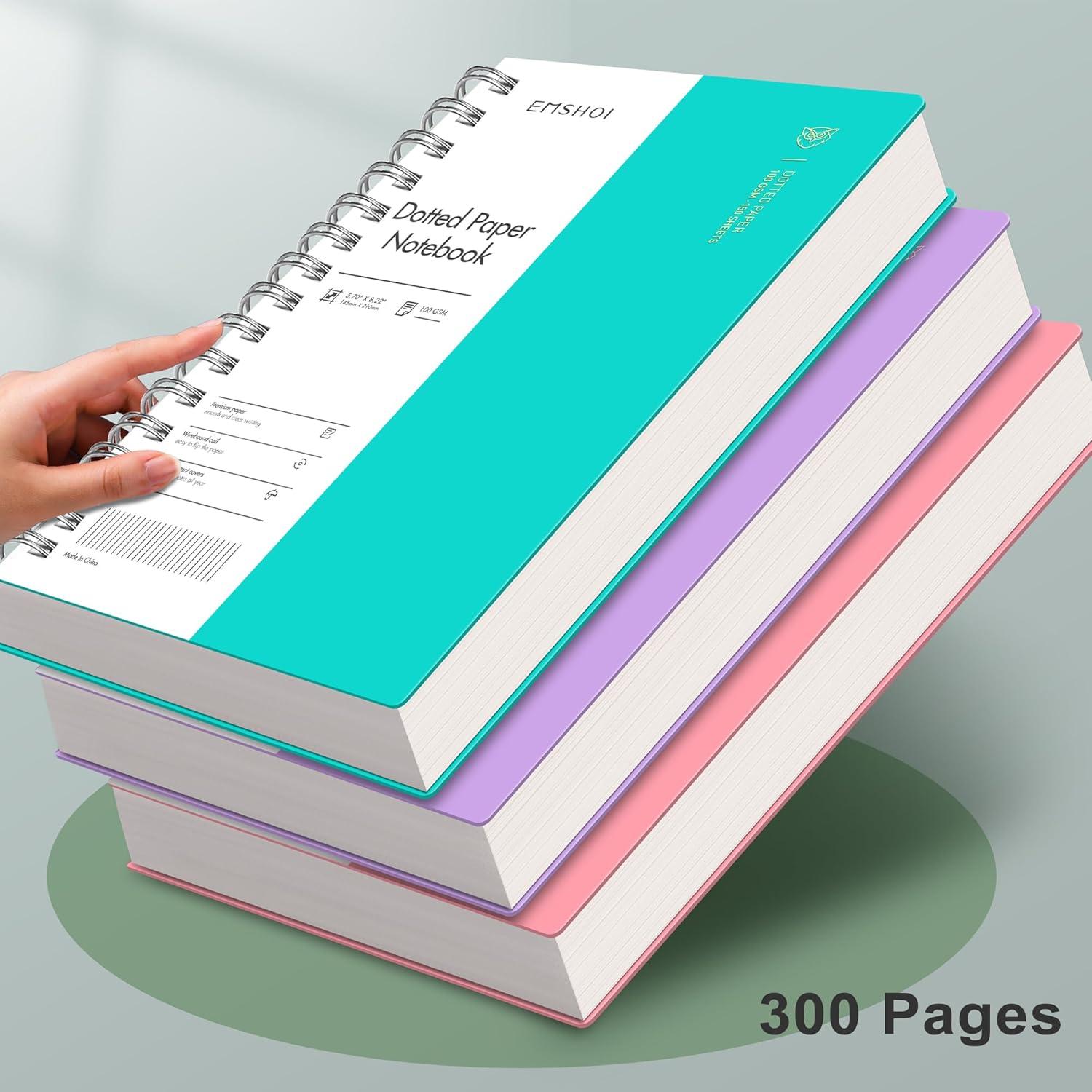 Cuaderno Espiral A5 EMSHOI Punteado 300 Páginas Azul Claro