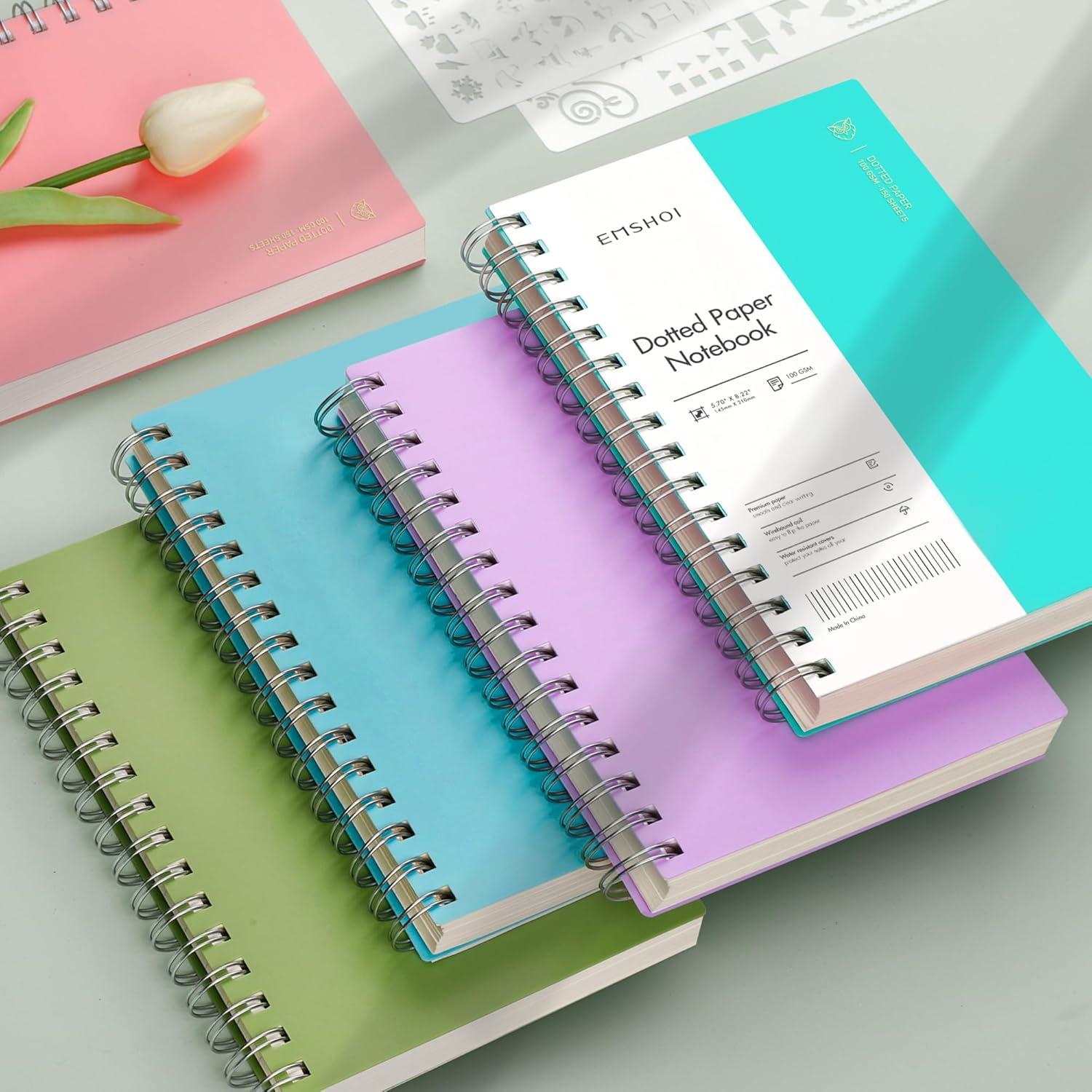 Cuaderno Espiral A5 EMSHOI Punteado 300 Páginas Azul Claro