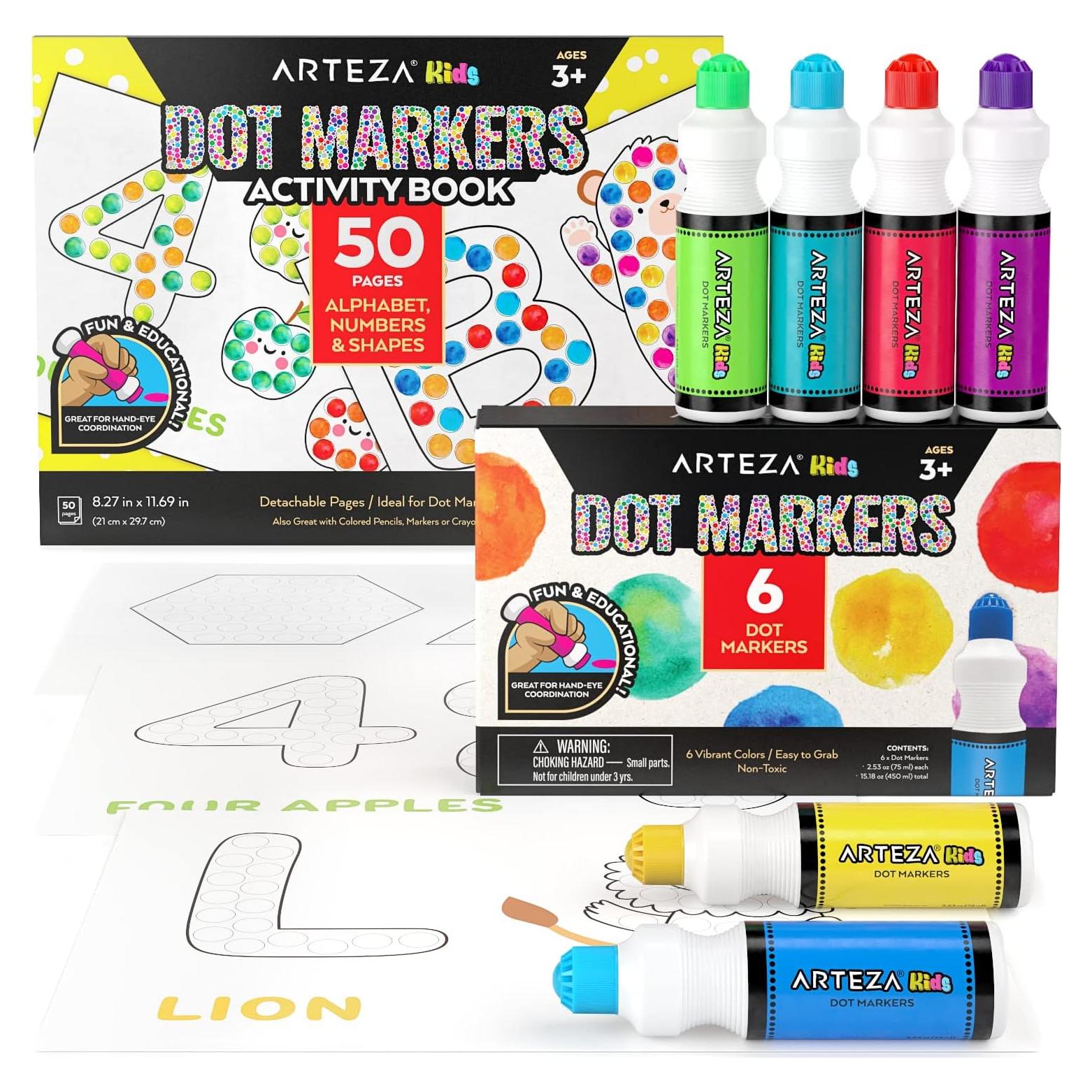 Marcadores Lavables Arteza Kids con Libro de Actividades 50 Páginas