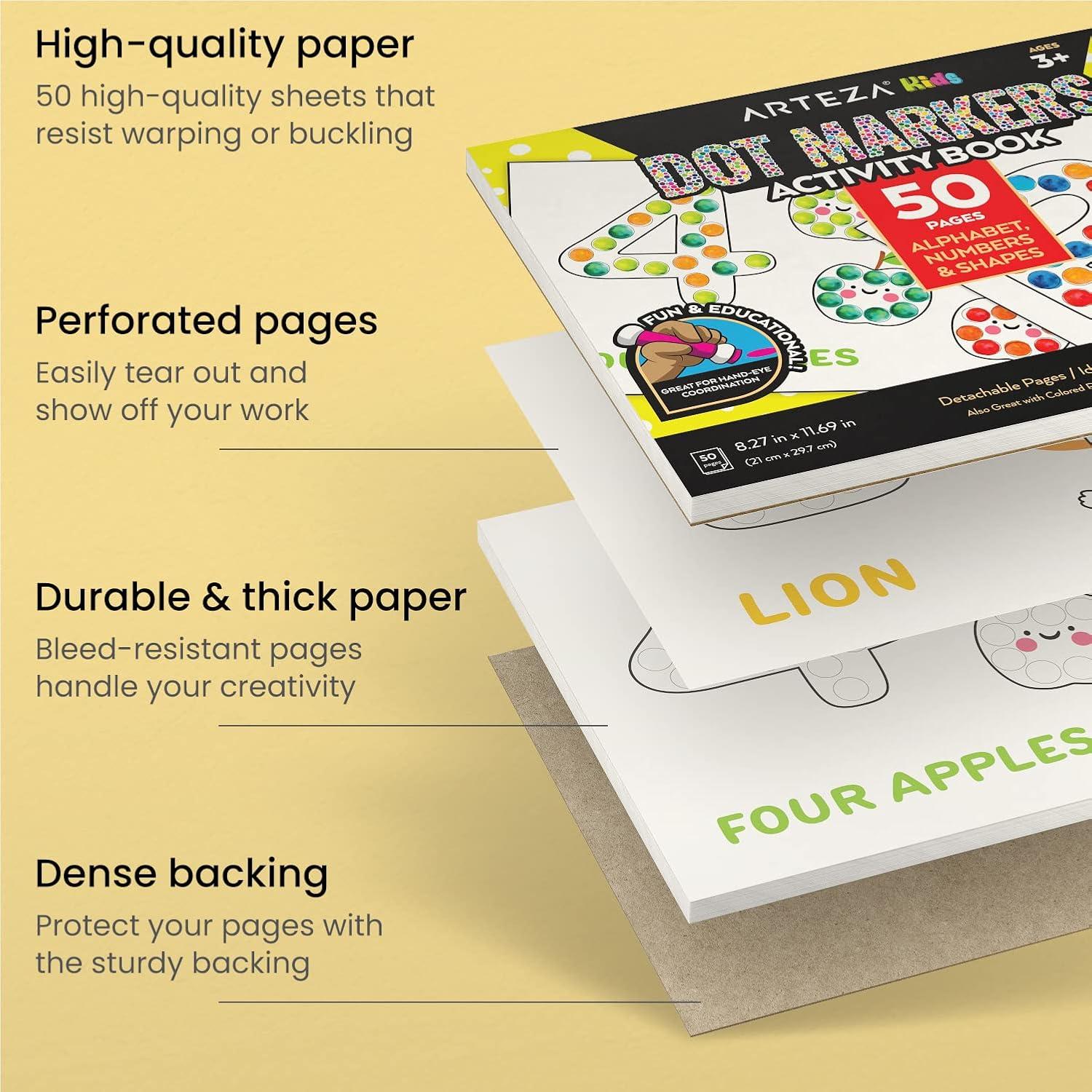 Marcadores Lavables Arteza Kids con Libro de Actividades 50 Páginas