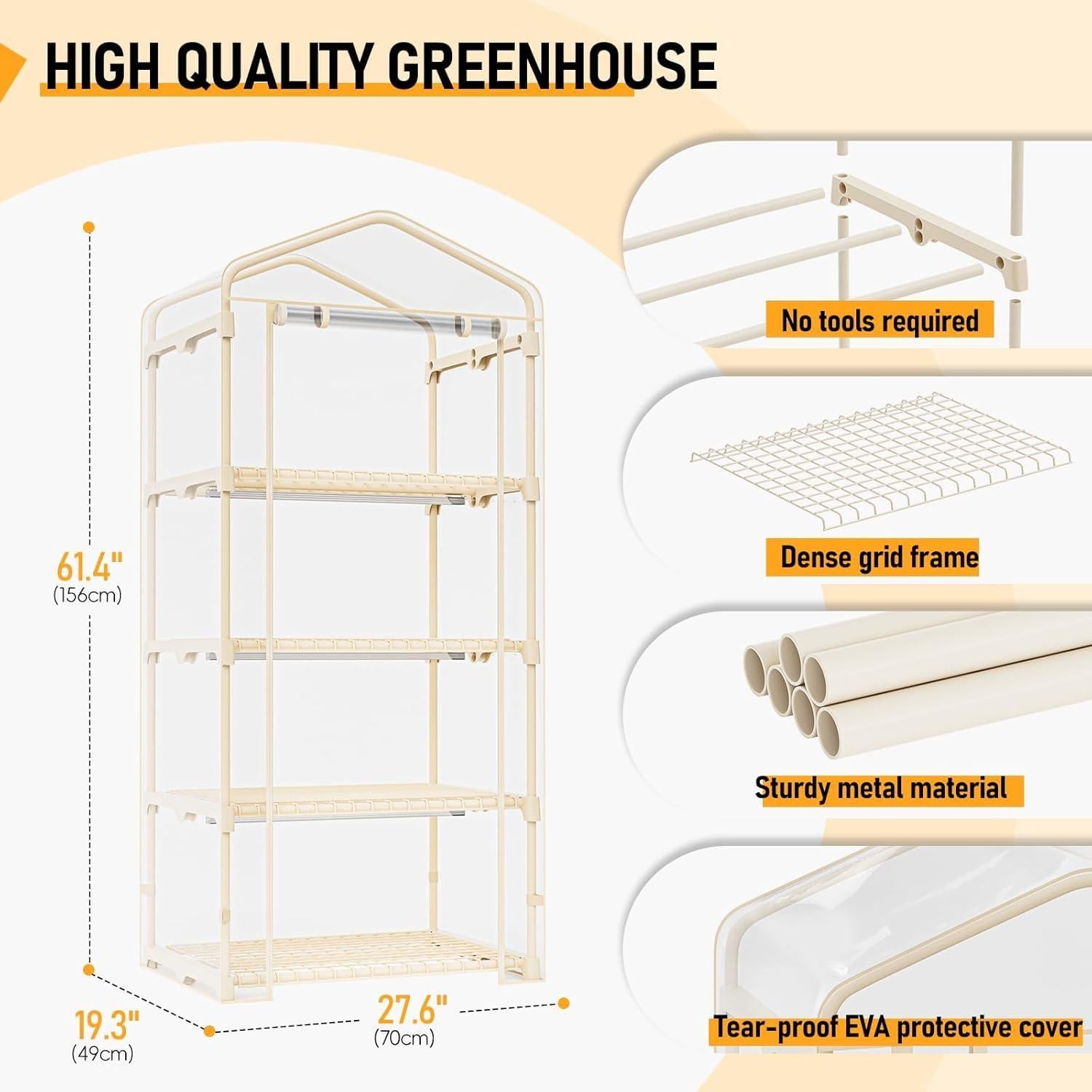 Invernadero Mini Portátil SPECILITE 4 Niveles 70.1x49x155.9 cm