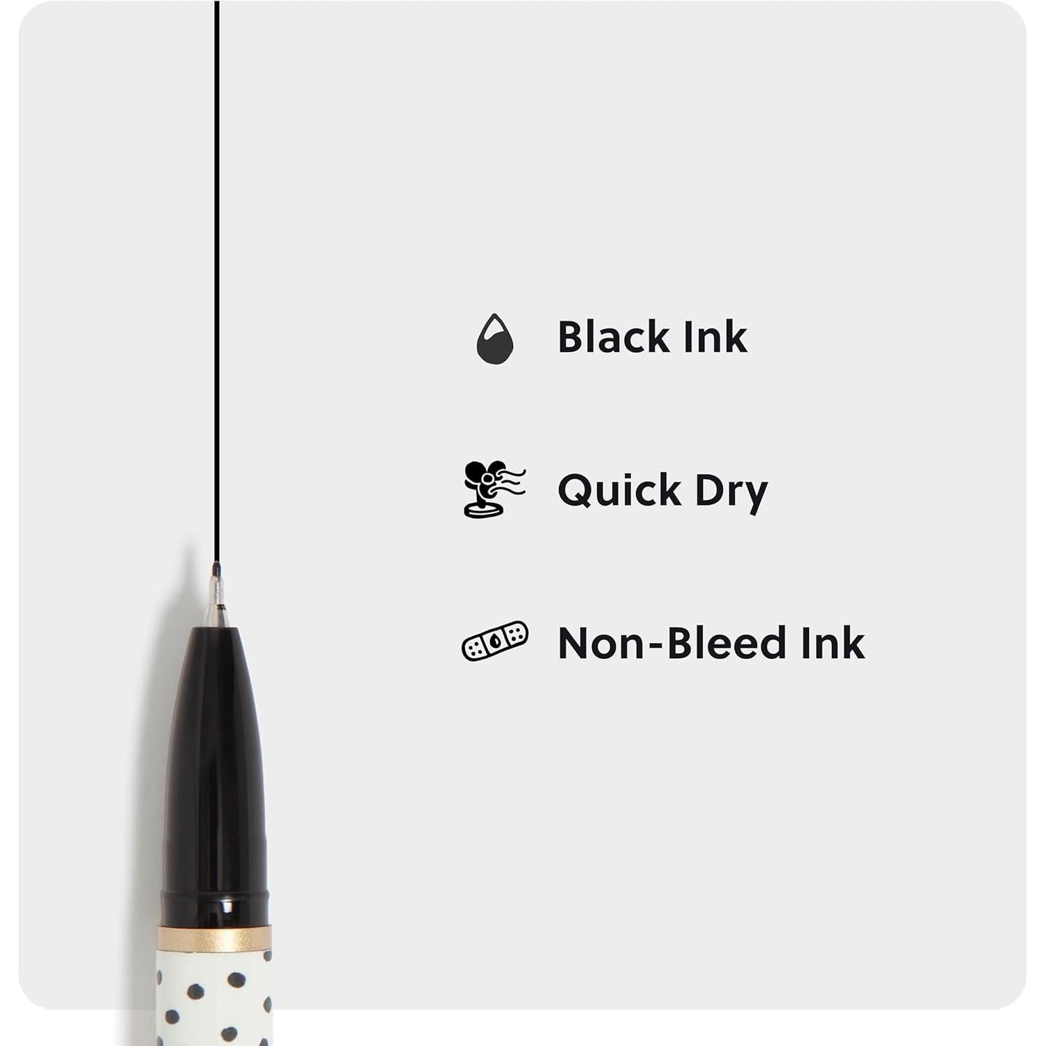 Set de 6 Plumas de Punta de Fieltro U Brands Catalina Tinta Negra