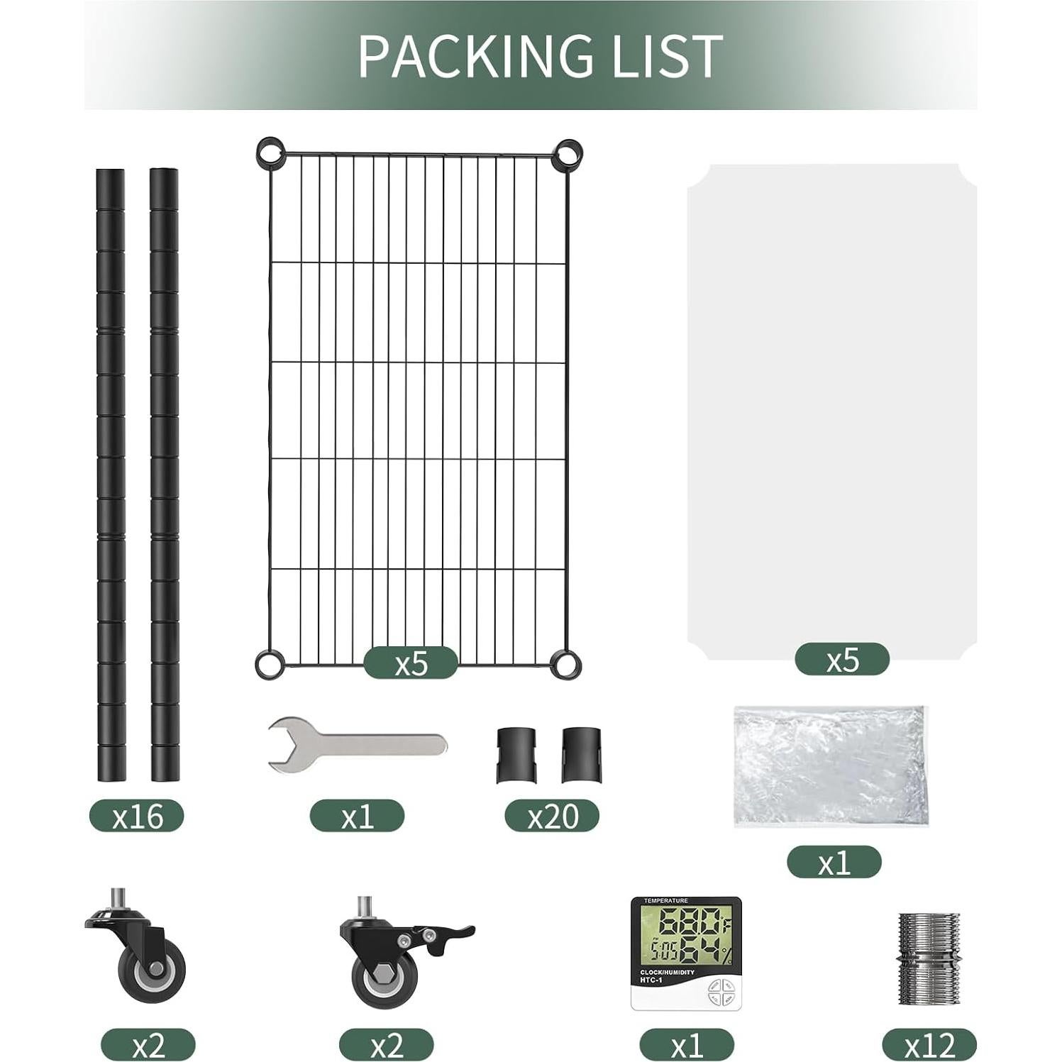 Invernadero portátil 5 estantes Sagrynfp 39.9x30x158.3 cm