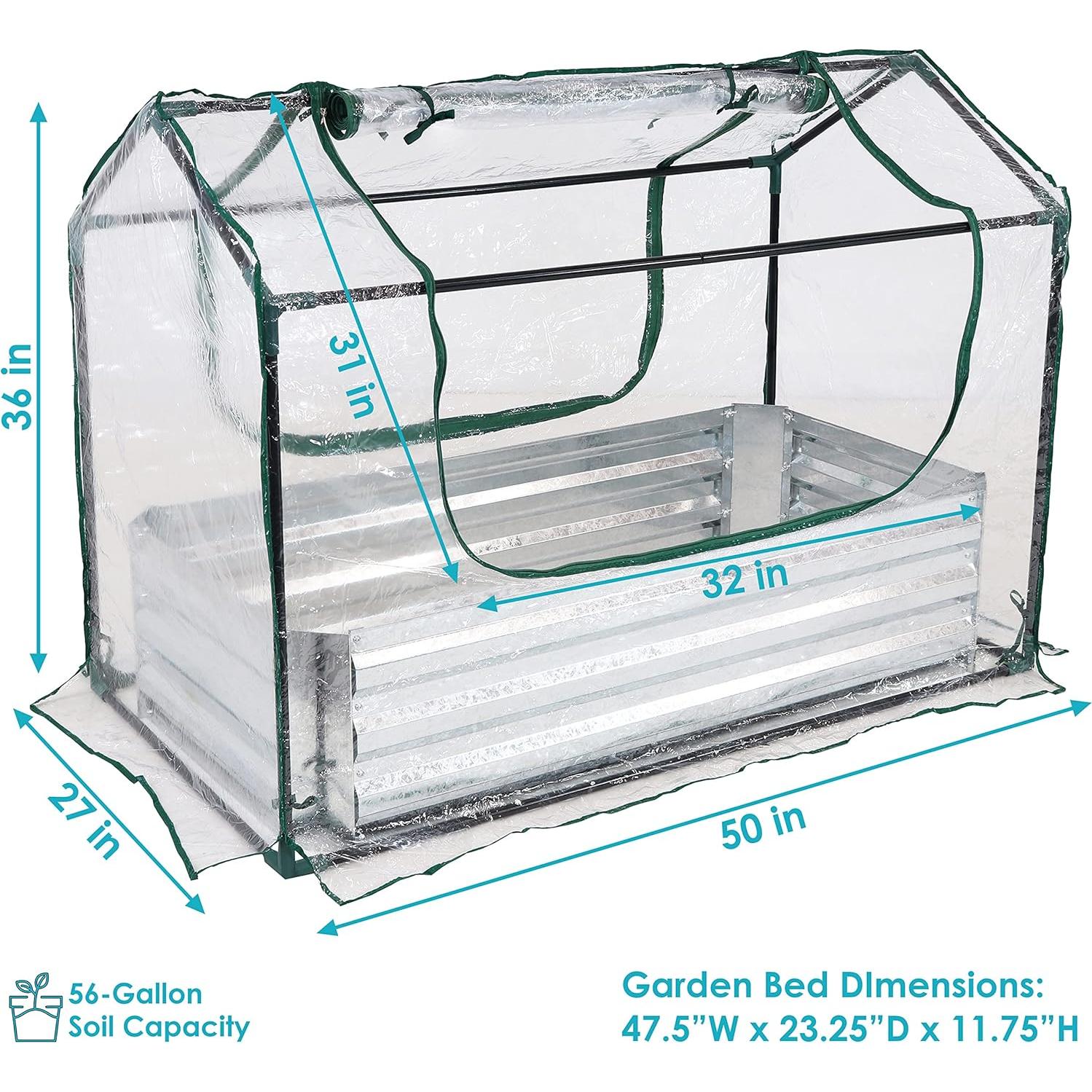 Kit Invernadero Mini Exterior Sunnydaze 1.22m x 0.61m con 2 Puertas