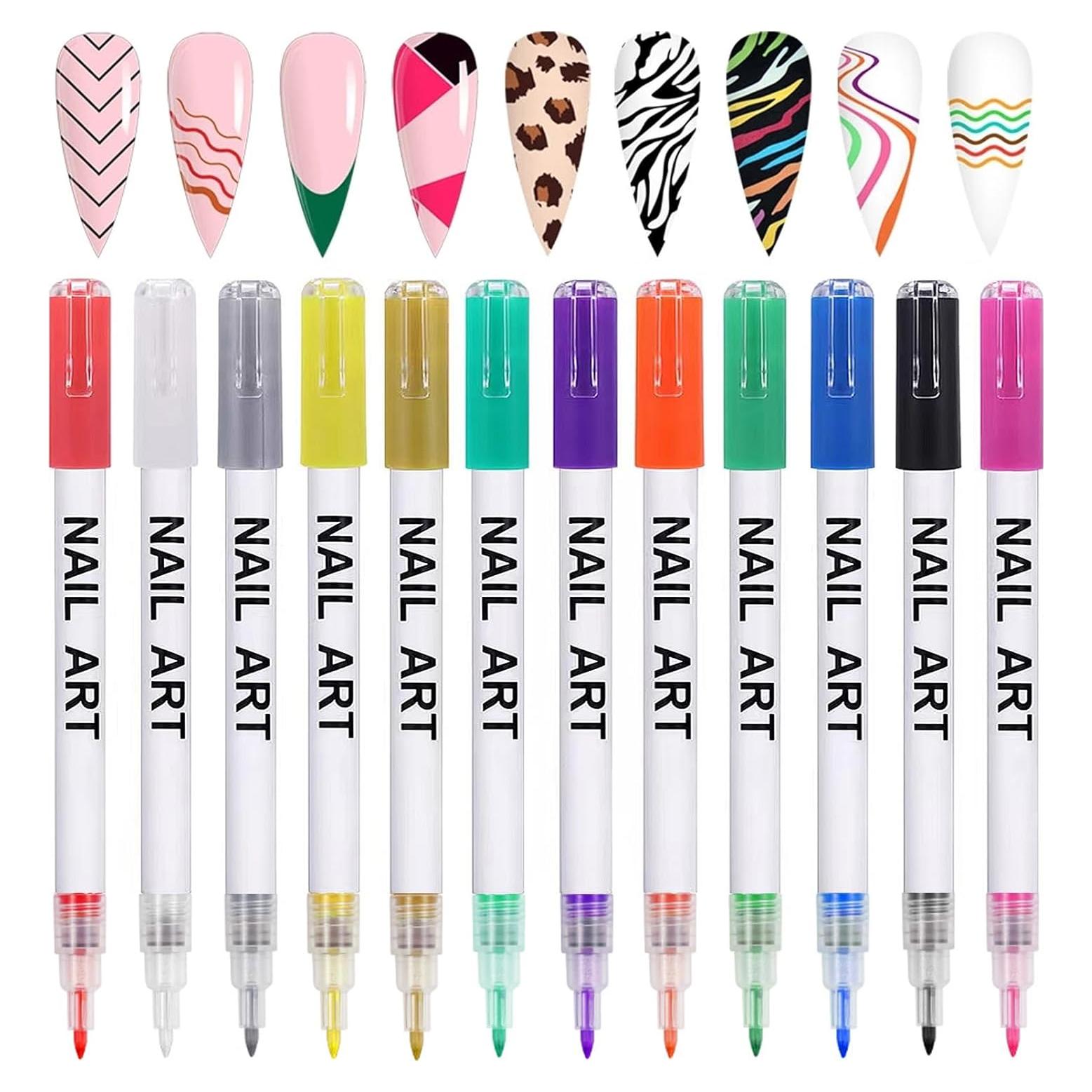 12 Lápices de Arte de Uñas Gorvalin - Secado Rápido 3D