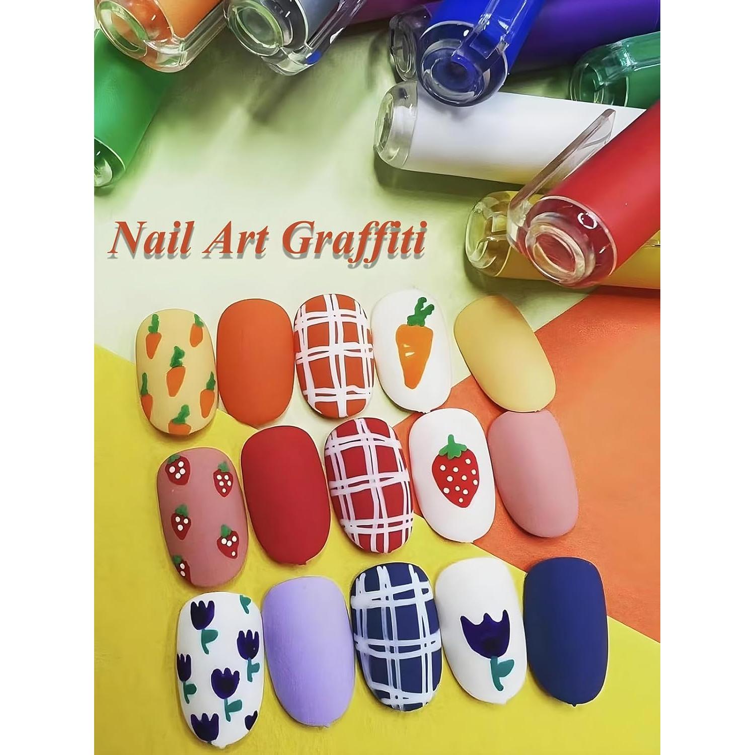 12 Lápices de Arte de Uñas Gorvalin - Secado Rápido 3D