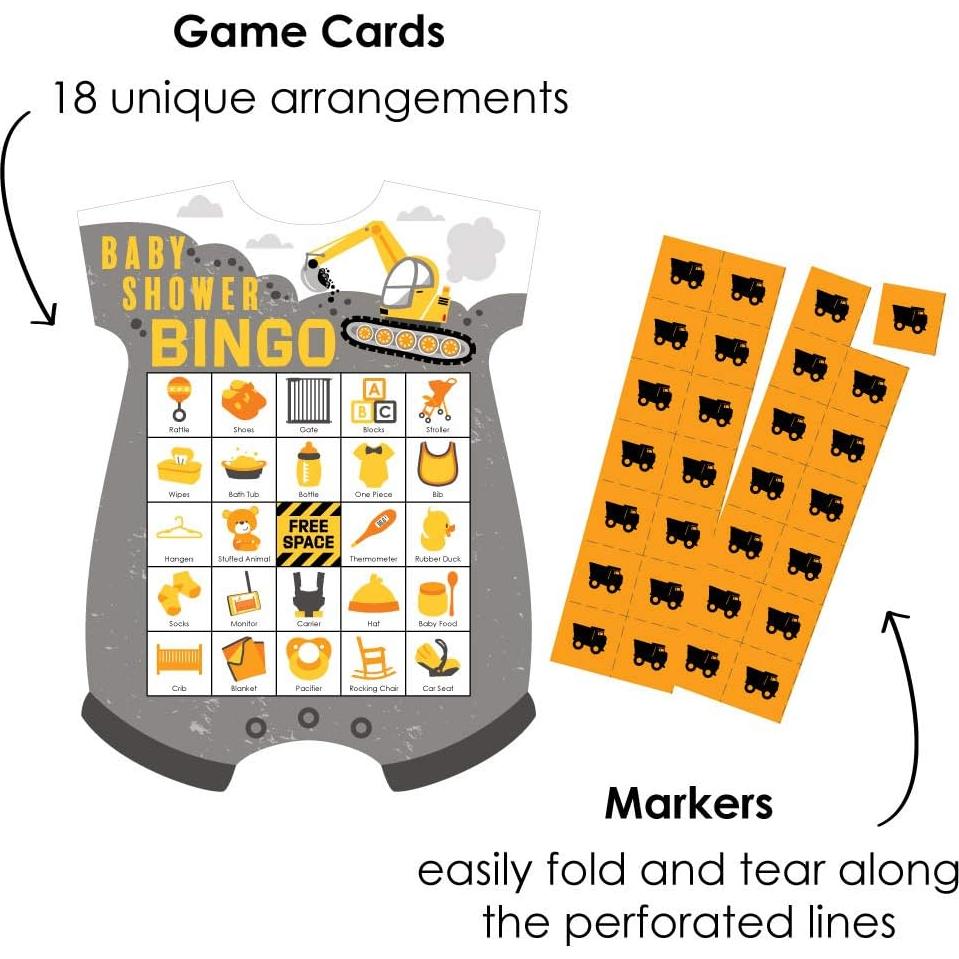 Juego de Bingo de Fiesta de Construcción Gran Punto - 18 Tarjetas