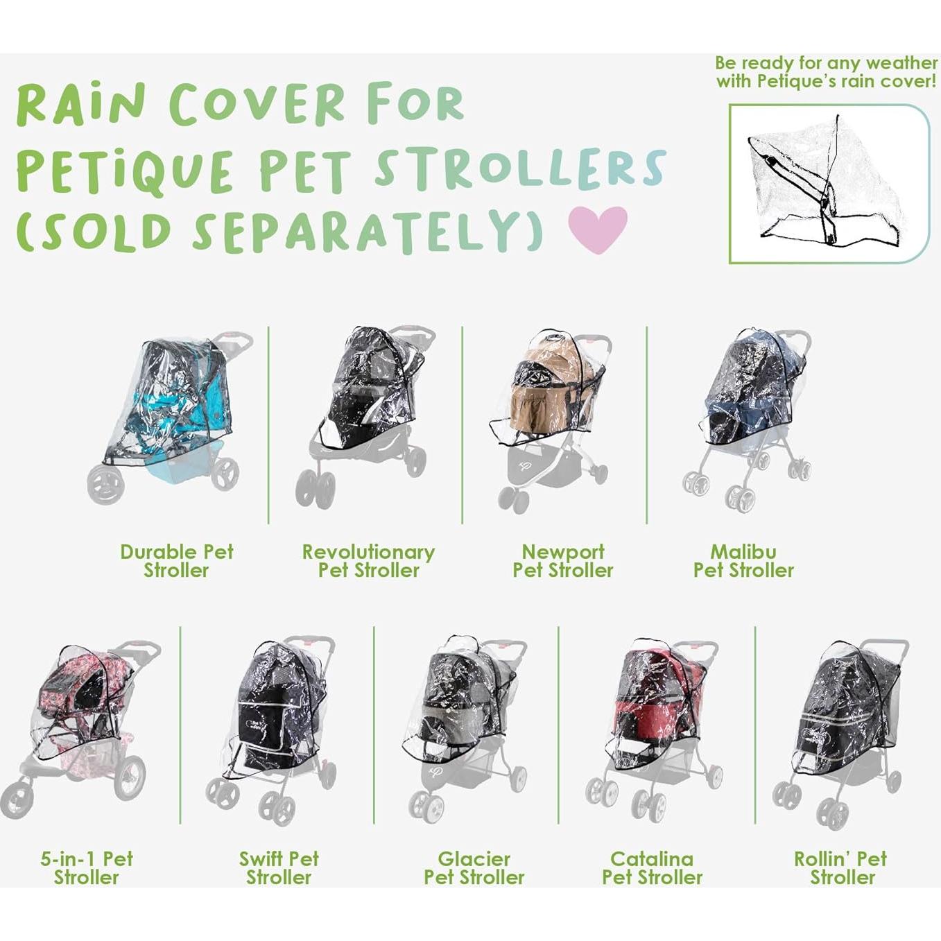 Cubierta de Lluvia Ventilada PETIQUE para Cochecitos de Mascotas