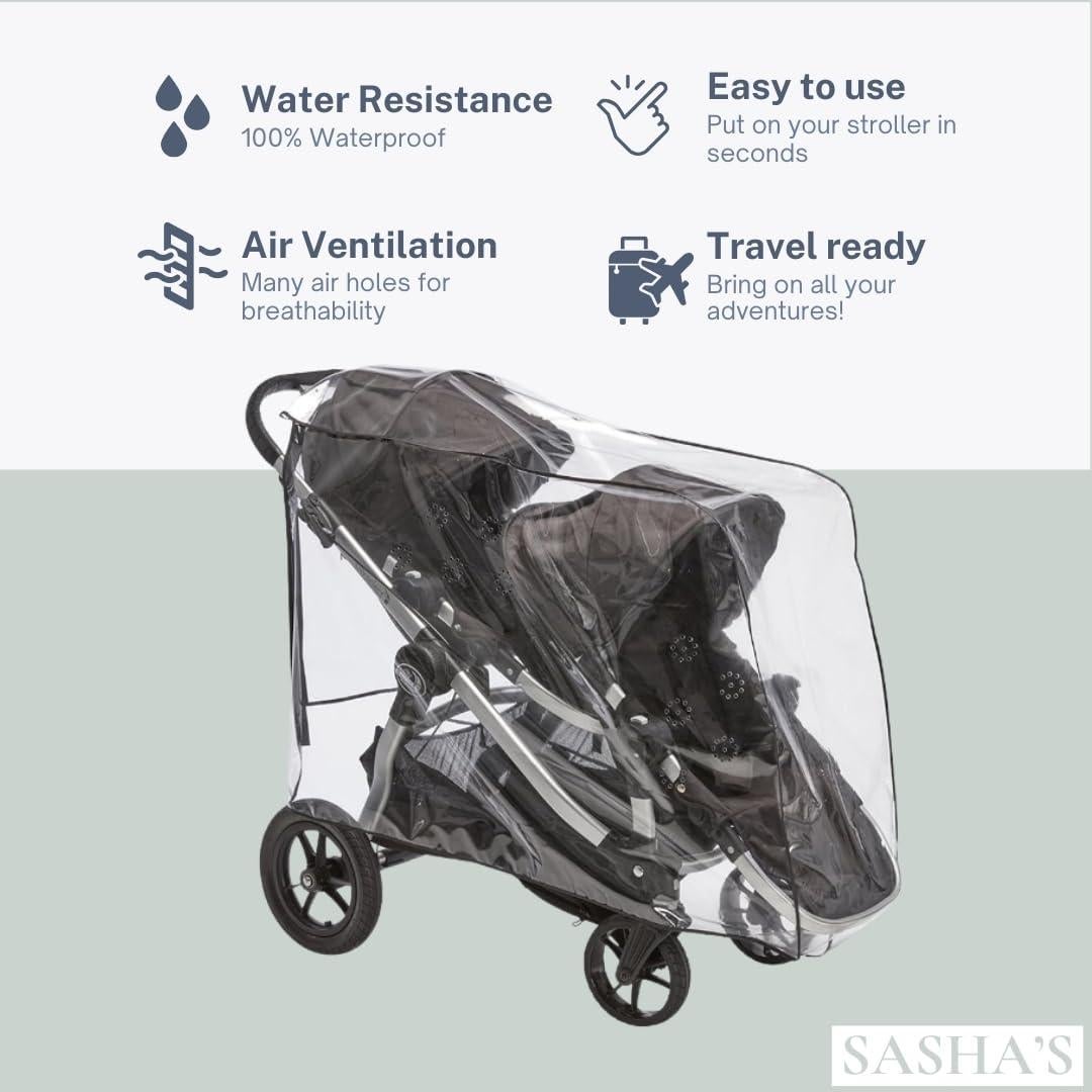 Funda de Lluvia y Viento SASHA para Cochecito Doble Baby Jogger
