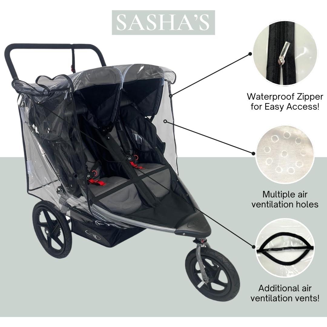 Funda para Lluvia SASHA para Cochecito Doble Jogging Bob Duallie