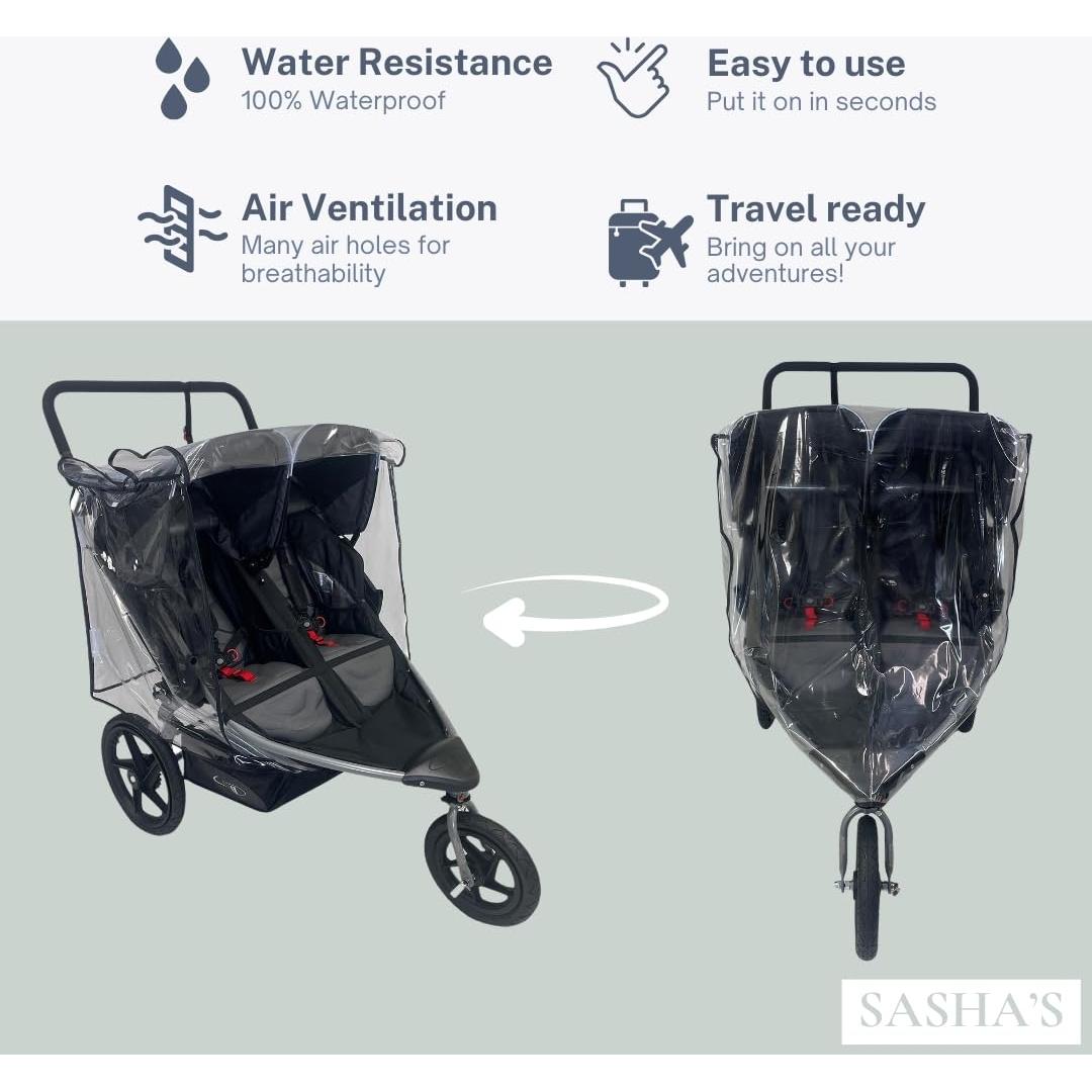 Funda para Lluvia SASHA para Cochecito Doble Jogging Bob Duallie