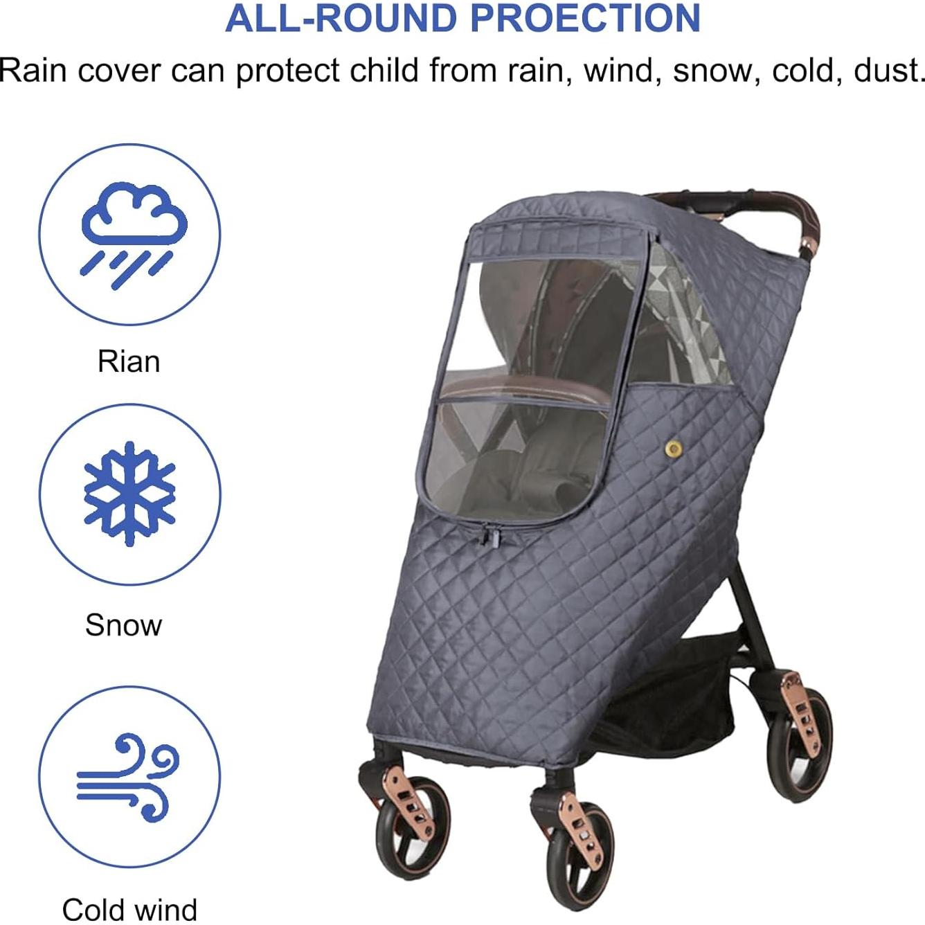 Cubierta de Lluvia Universal para Cochecito Bebé Gris Impermeable