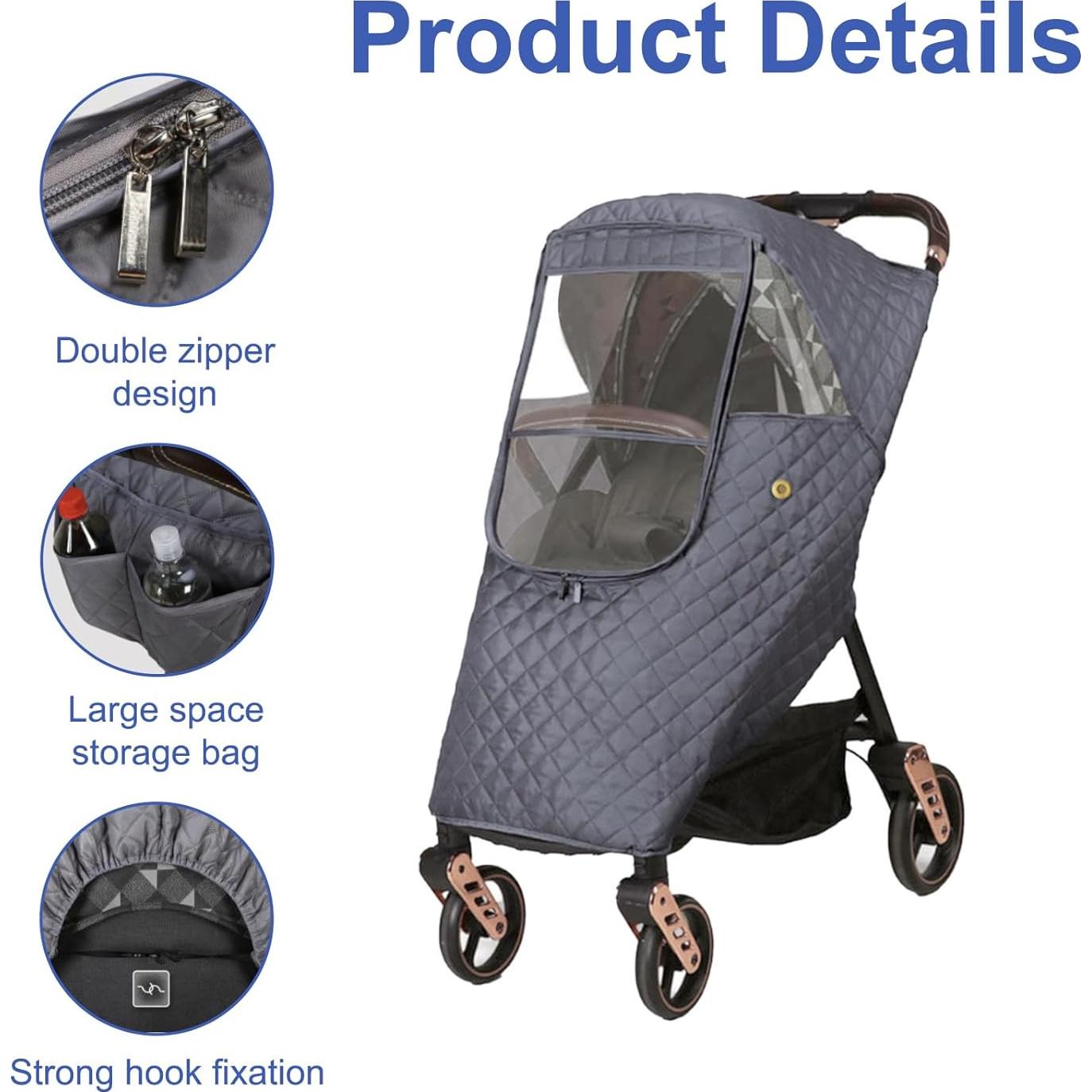 Cubierta de Lluvia Universal para Cochecito Bebé Gris Impermeable