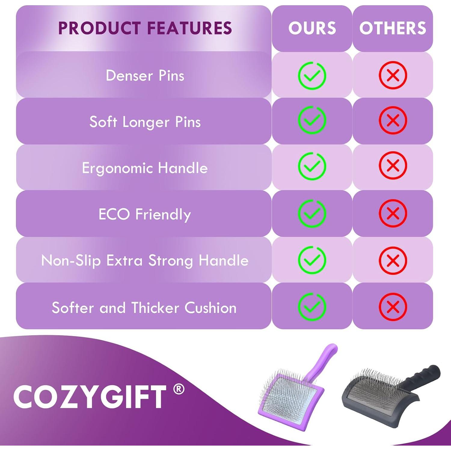 Cepillo Slicker para Perros COZYGIFT Grande Púrpura 2 en 1