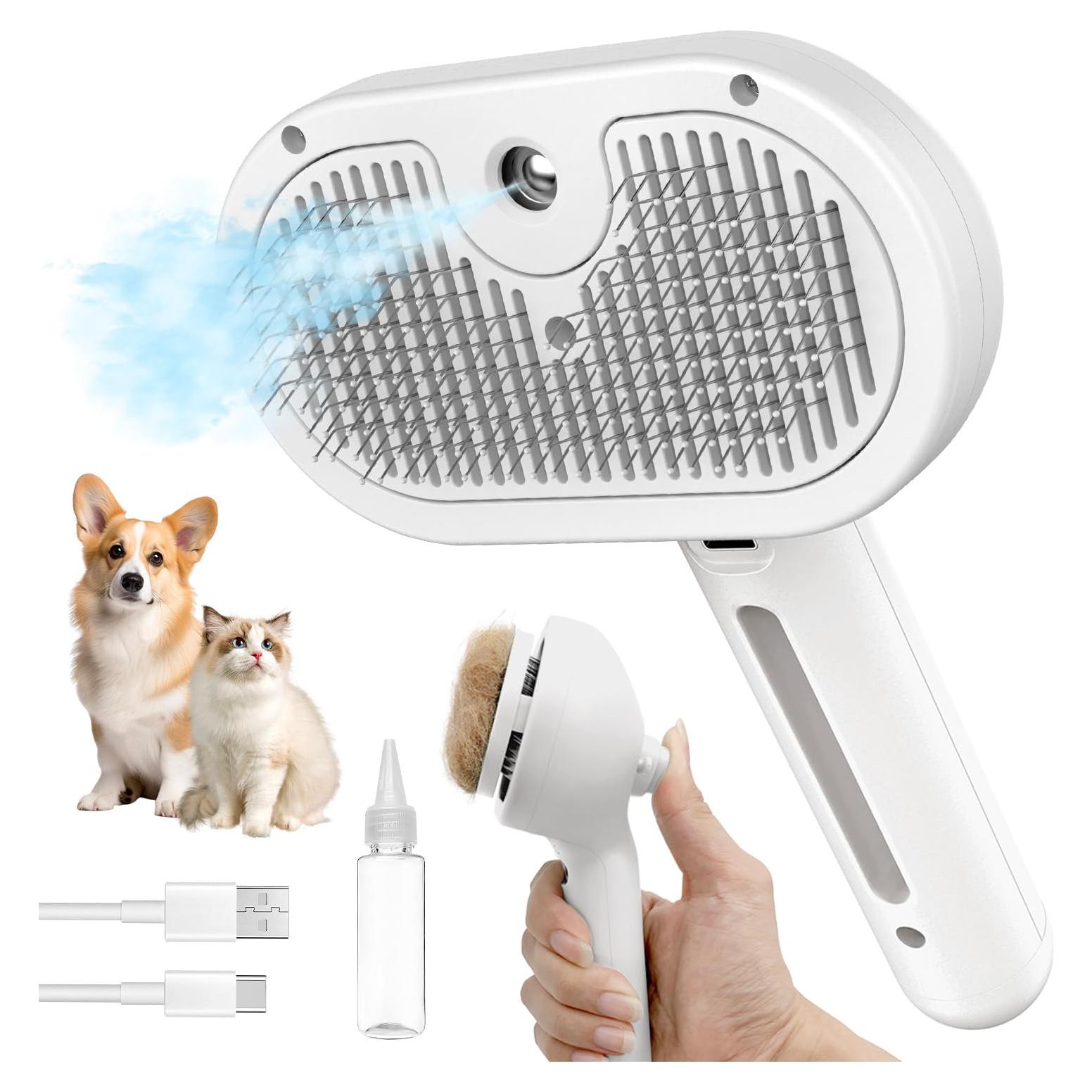 Cepillo Autolimpiante para Mascotas Herokitty con Vapor 3 en 1