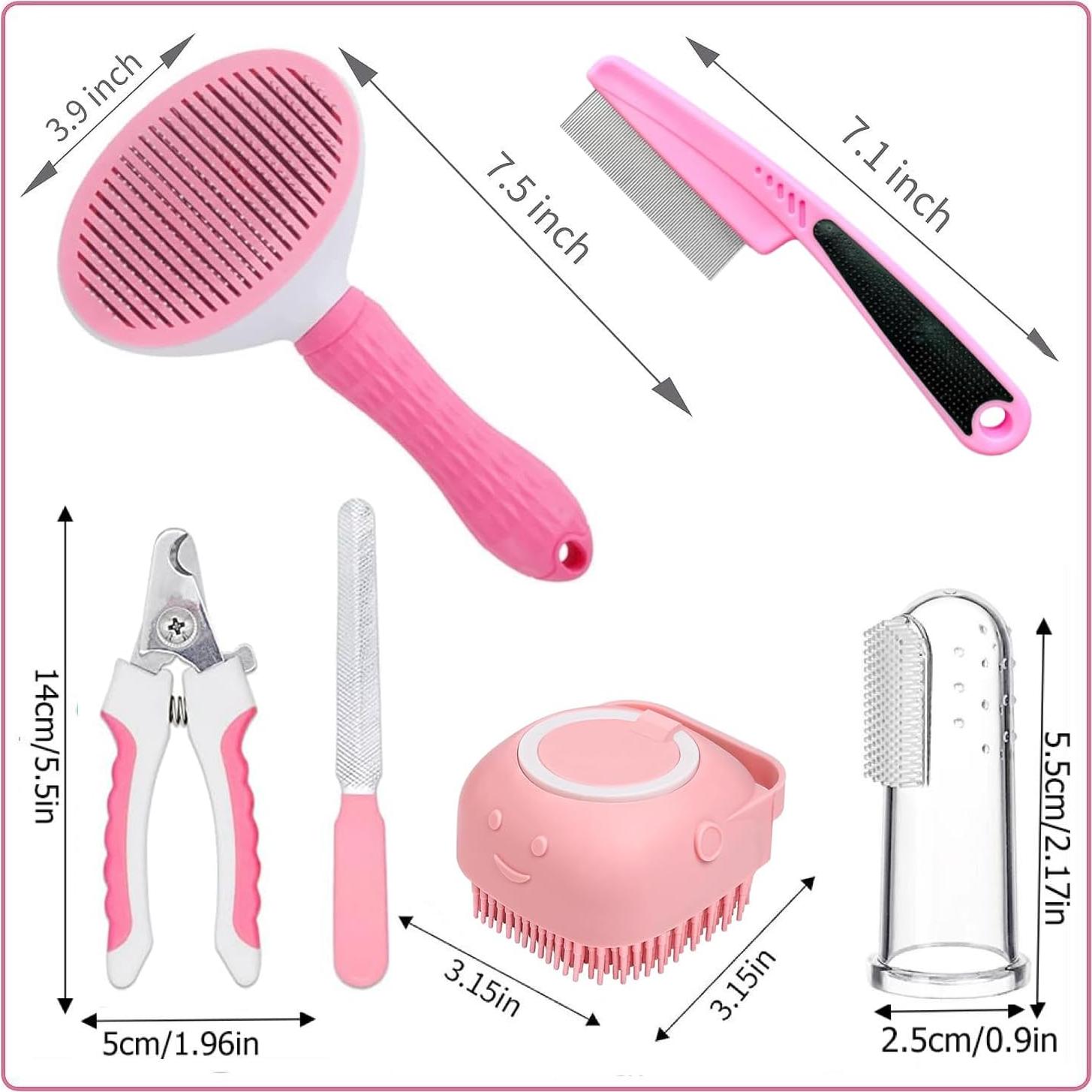 Juego de Aseo para Mascotas 7 Piezas Qubccum - Rosa