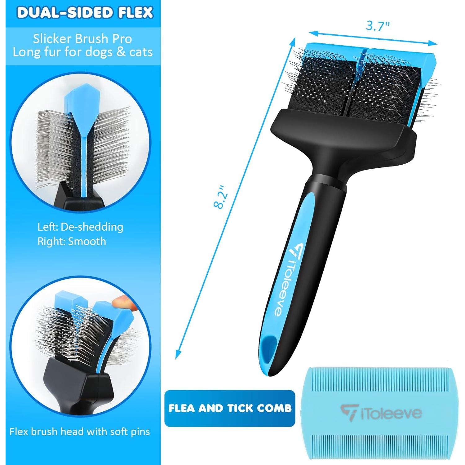 Cepillo Dual Flex iToleeve para Perros y Gatos - Aseo Suave