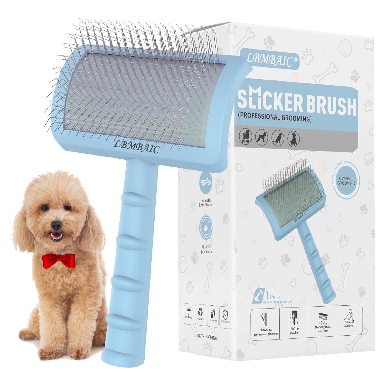 Cepillo Slicker para Perros y Gatos LBMBAIC - Azul, 17x10.5cm