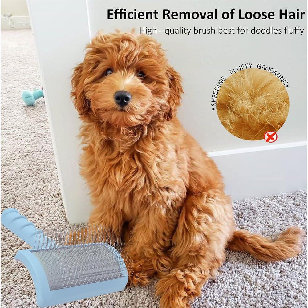 Cepillo Slicker para Perros y Gatos LBMBAIC - Azul, 17x10.5cm