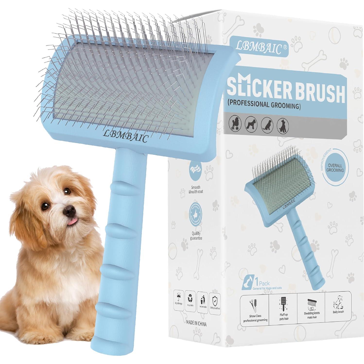 Cepillo Slicker para Perros y Gatos LBMBAIC - Azul, 17x10.5cm